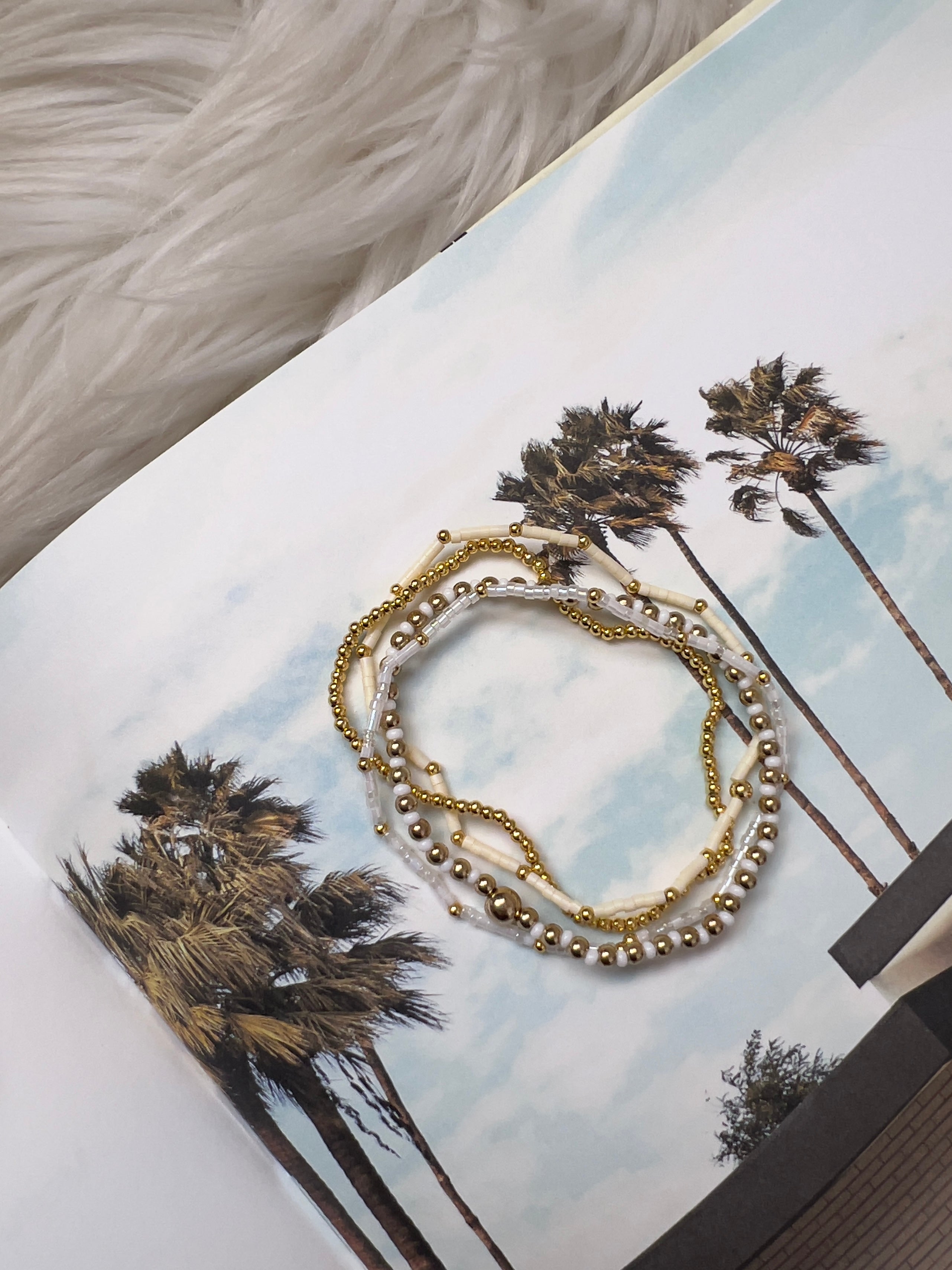 Venice Bianco Stretch Stack Bracelet Set