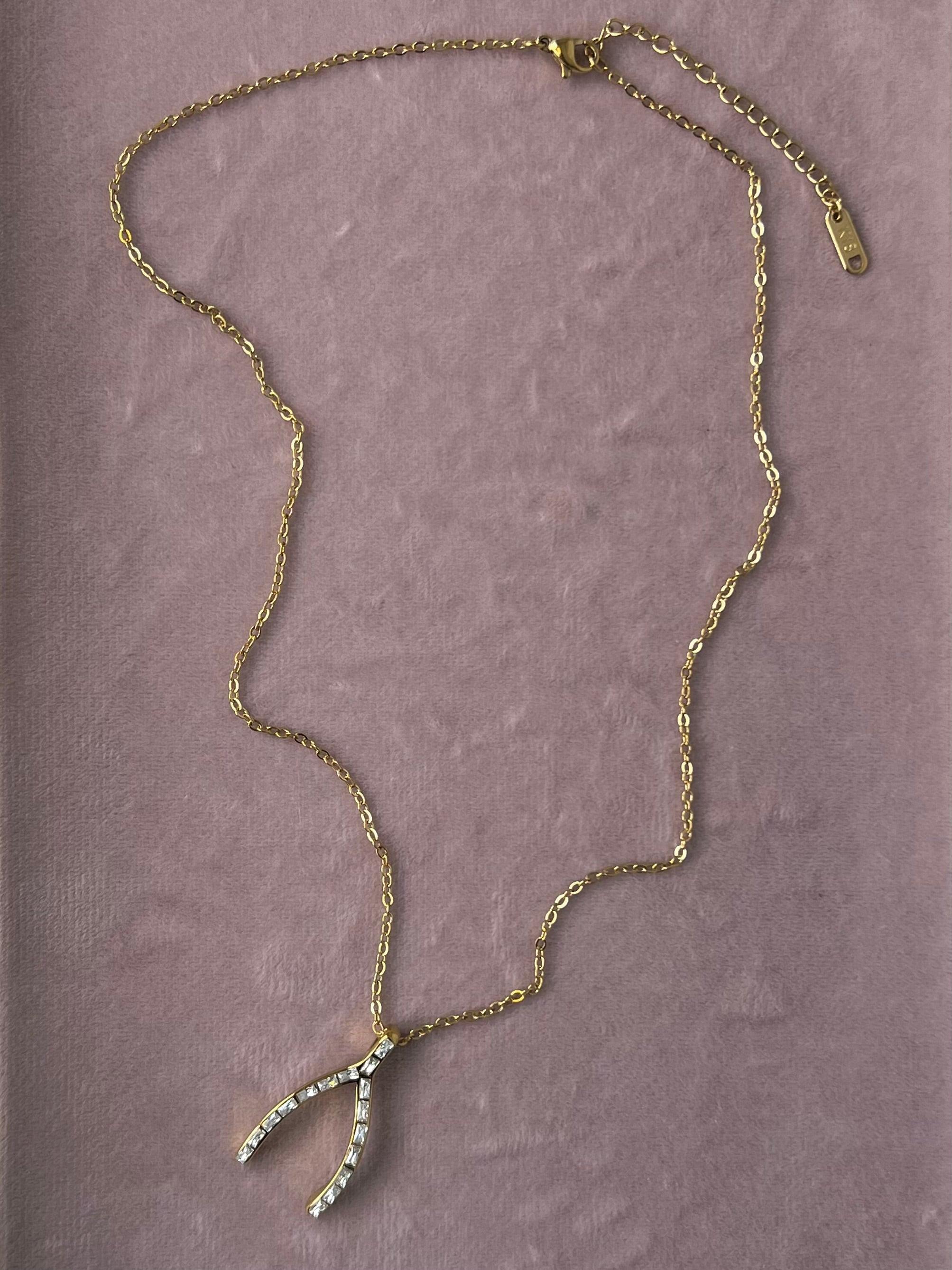 The Lila Wishbone Necklace – 18K Gold Plated, Water & Tarnish Resistant