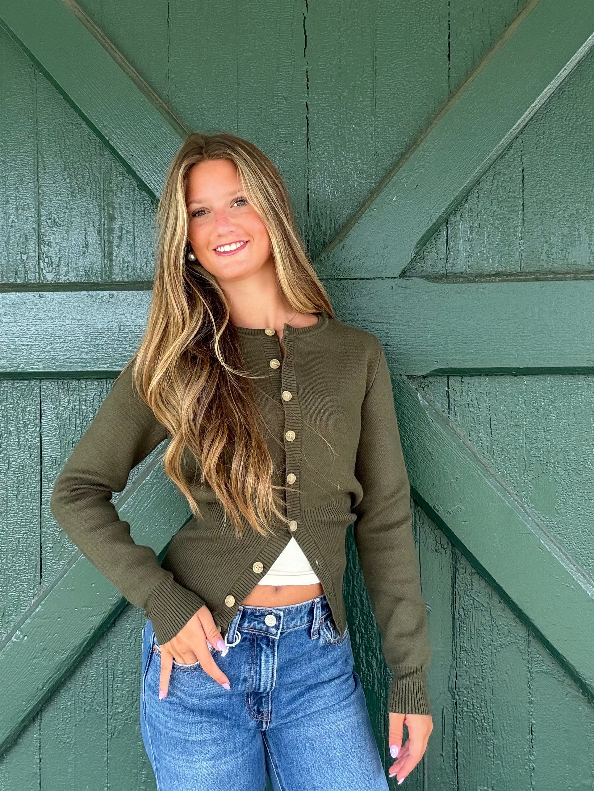 NIA Sophia Cardigan in Olive