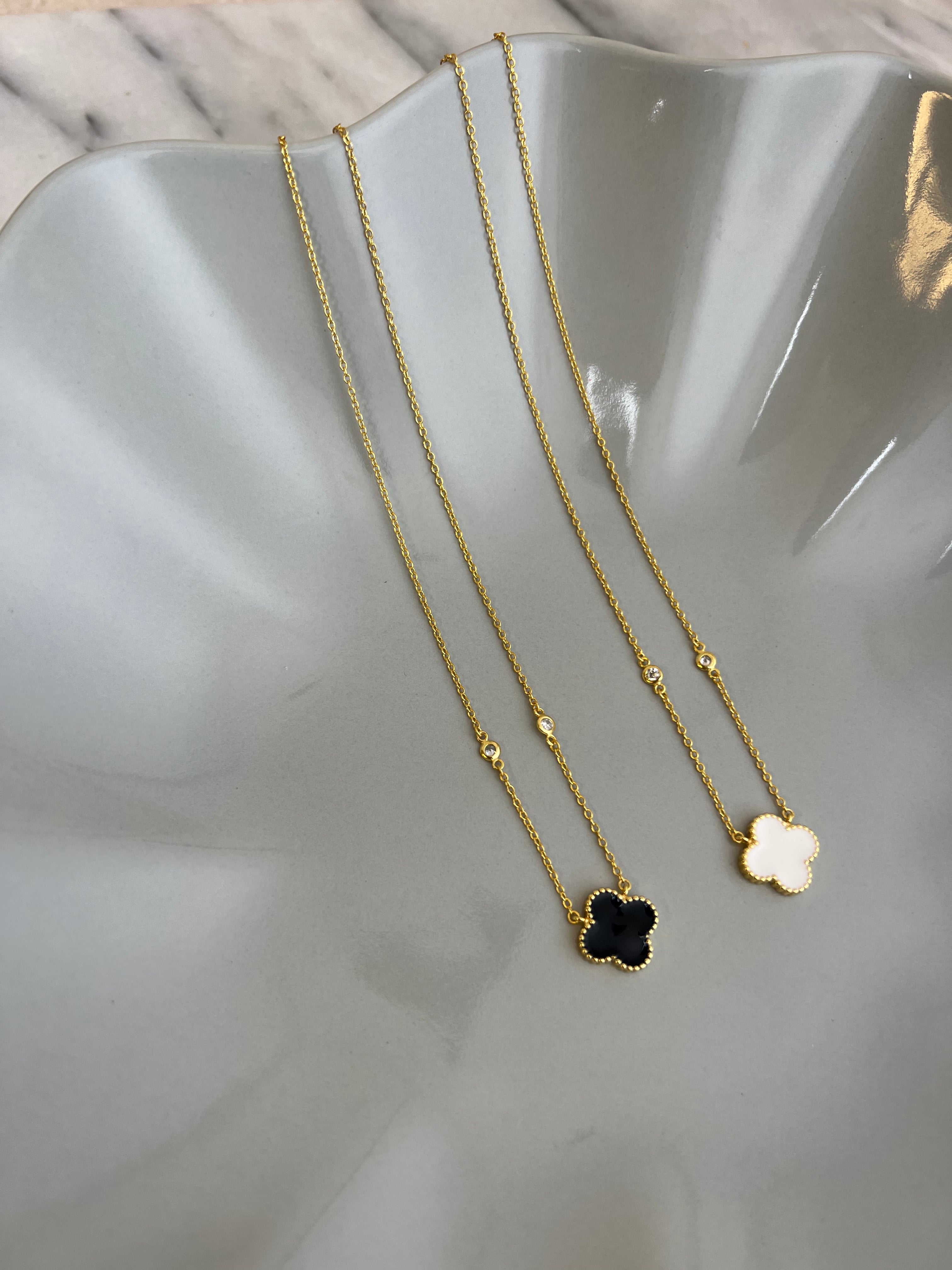 Clover Enamel Necklace — 14K Gold-Plated Sterling Silver | Timeless, Elegant & Layer-Ready