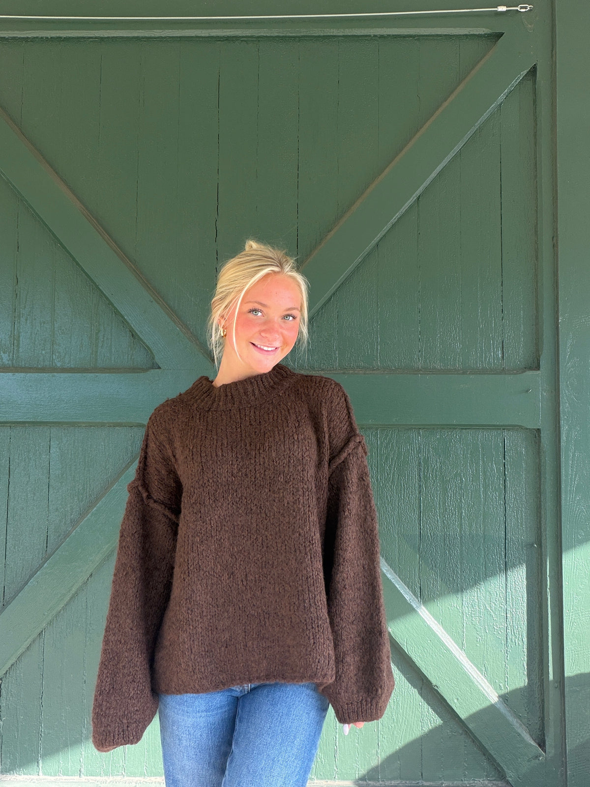 Vintage Havana Brown Mock Neck Sweater