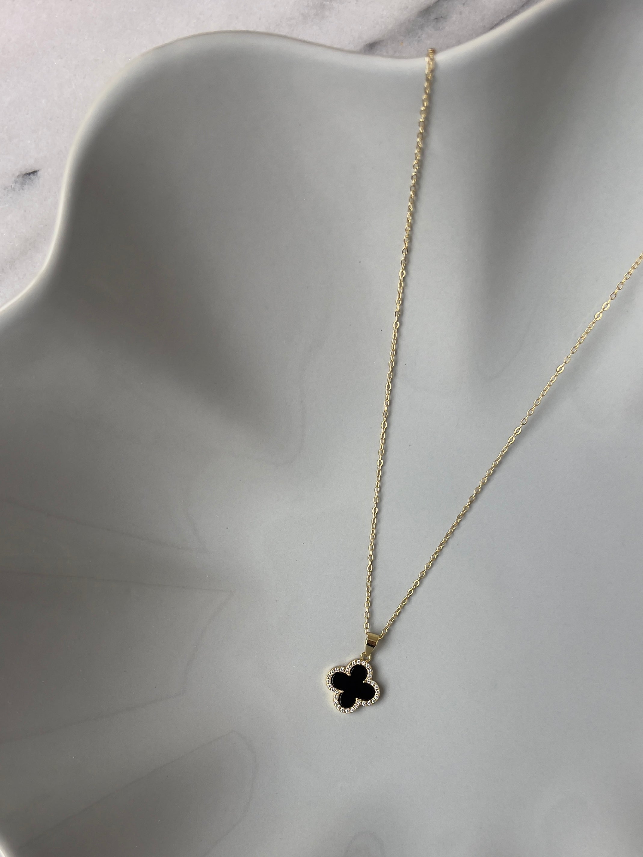 Chelsea Black Clover Necklace