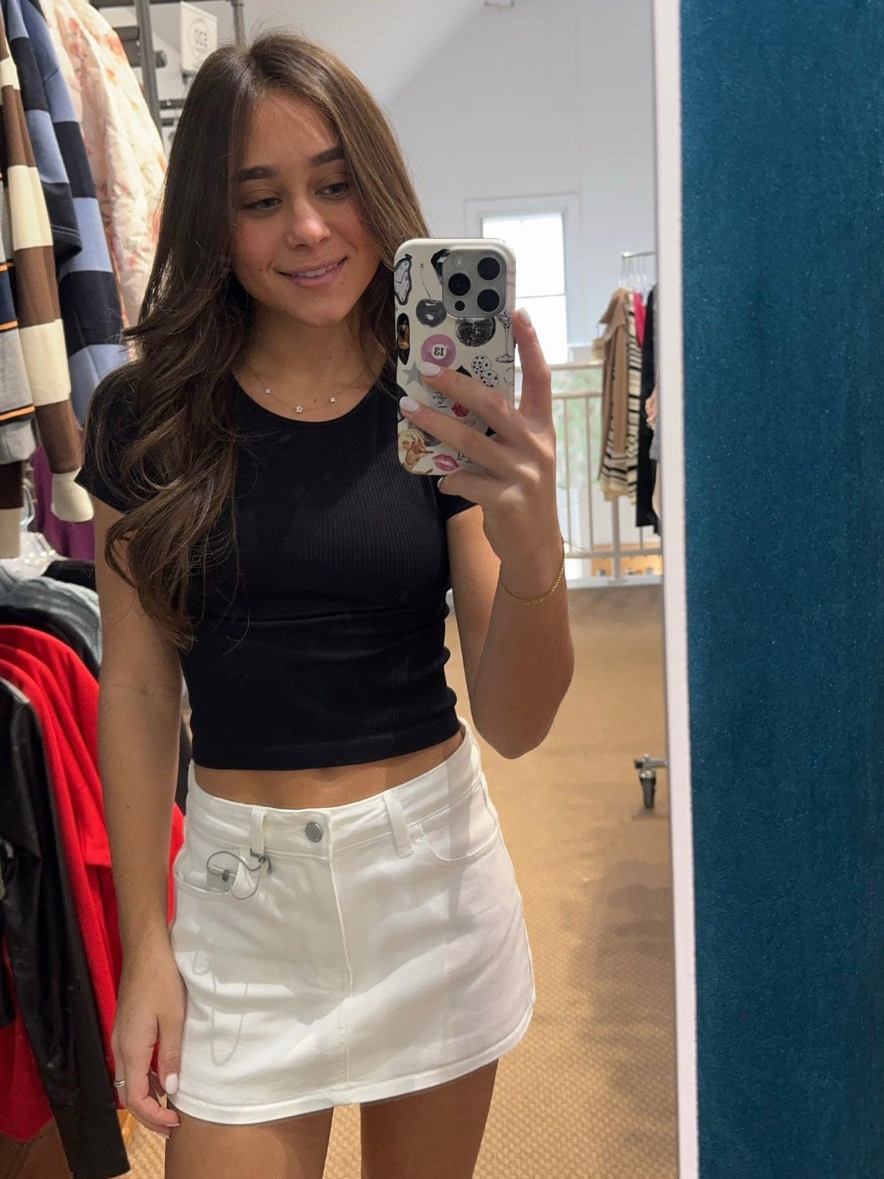 The Classic Denim Skort – White Jean Skort with Built-In Shorts