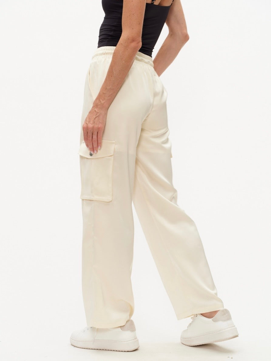 Elsa Satin Cargo Pant by Six Fifty