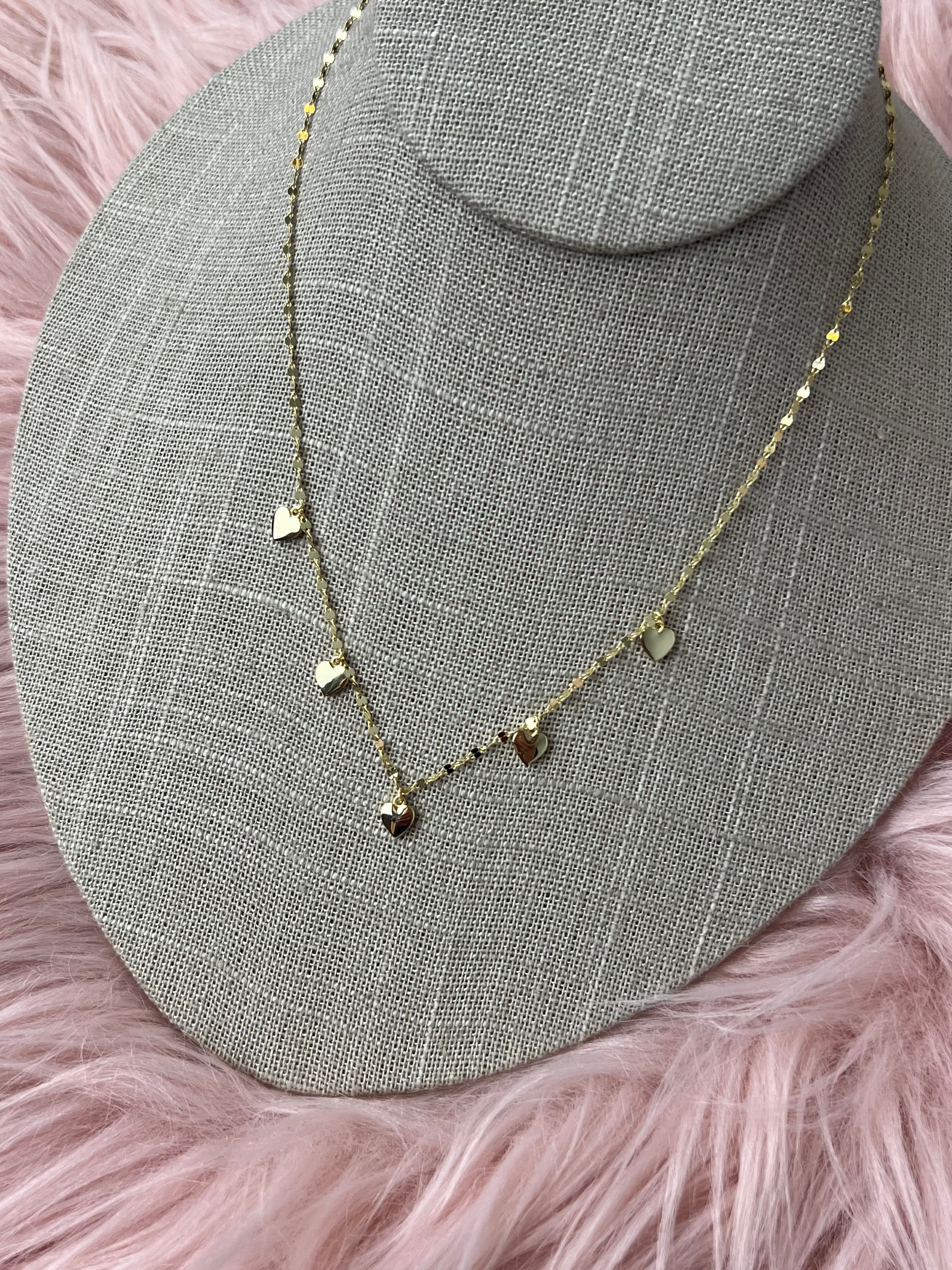 Five of Hearts Puff Dangle Necklace