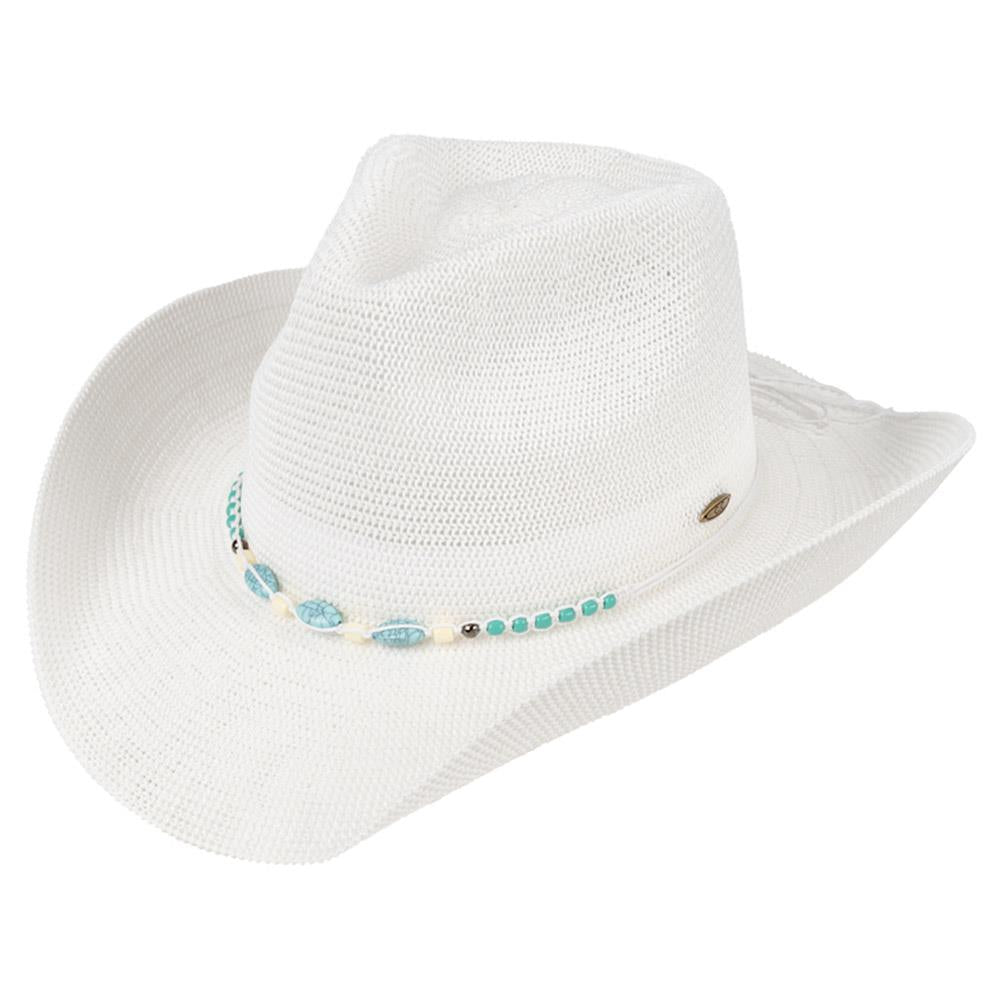 Lunachick Turquoise Beaded White Cowboy Hat