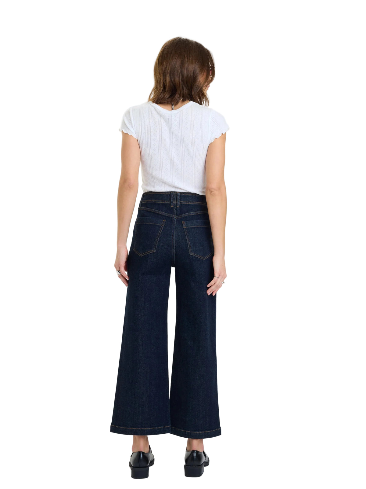 DAZE Valley Girl High Rise Patch Pocket Wide Ankle Jean – Rinse