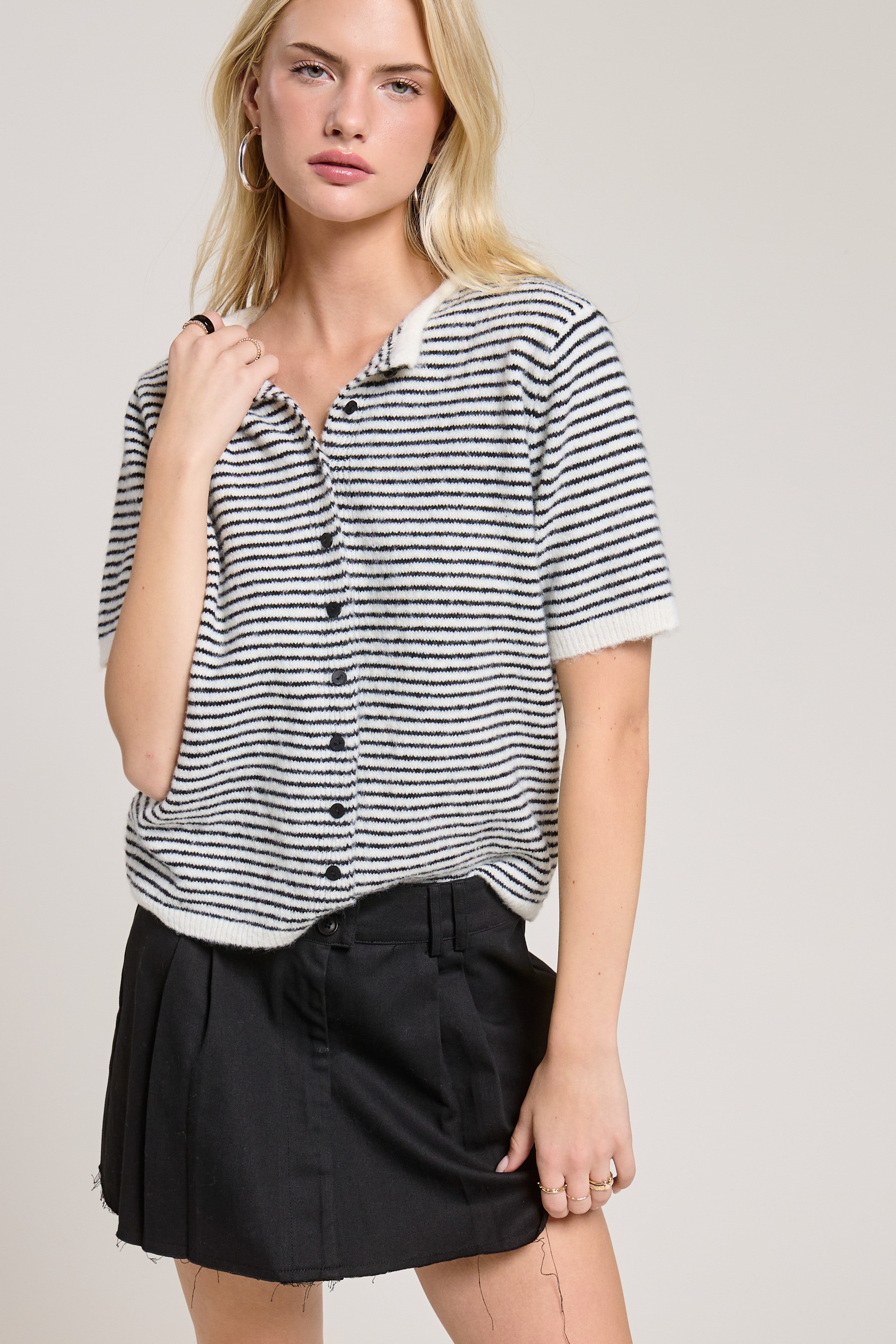 The Escape Cardigan - Black Stripe