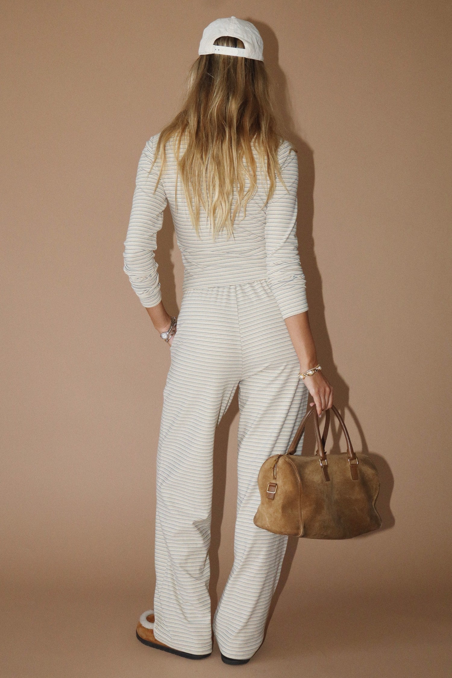 Coastal Cream Striped Drawstring Lounge Pant