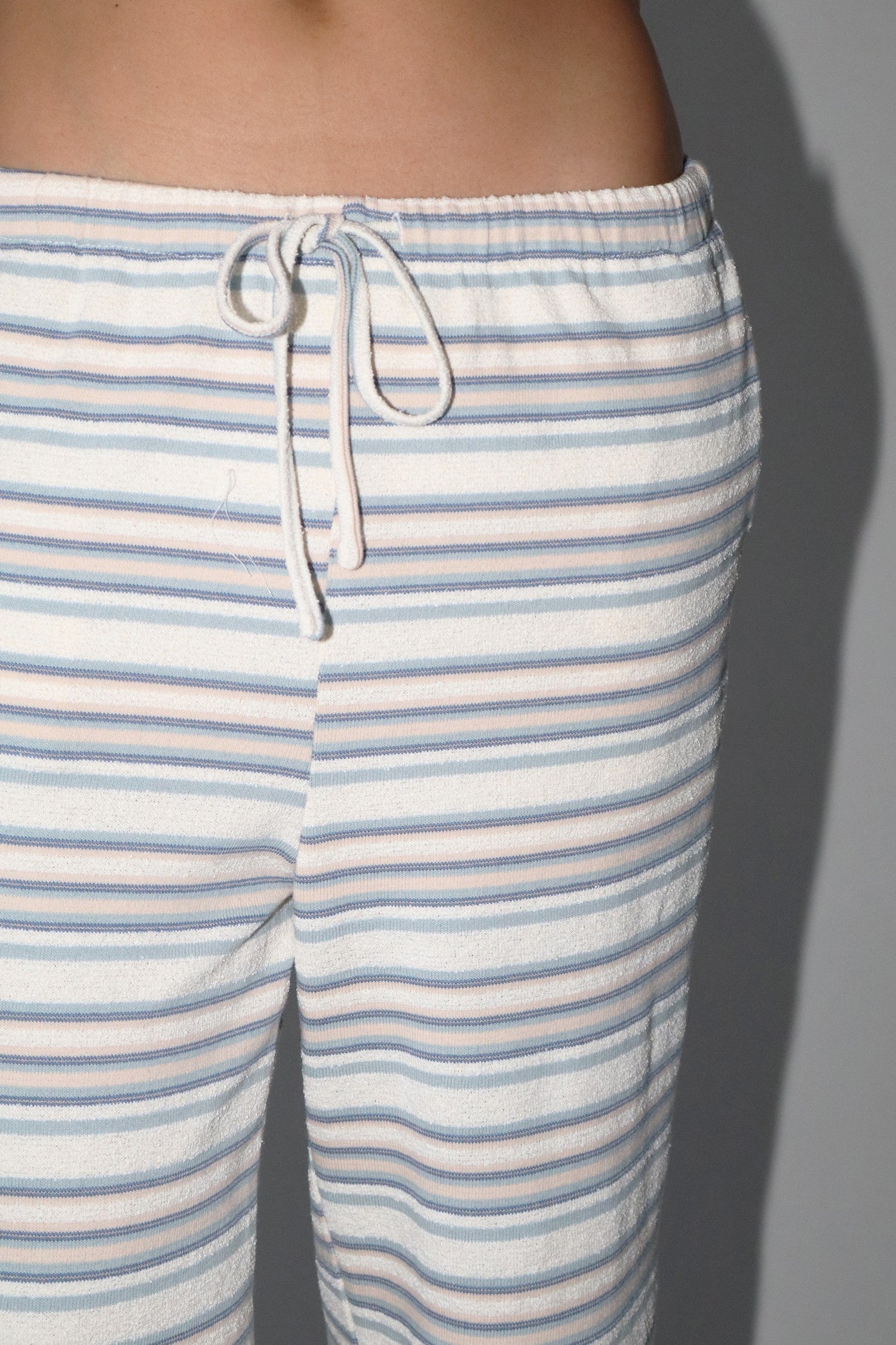 Harbor Beige + Blue Stripe Knit Wide-Leg Pants