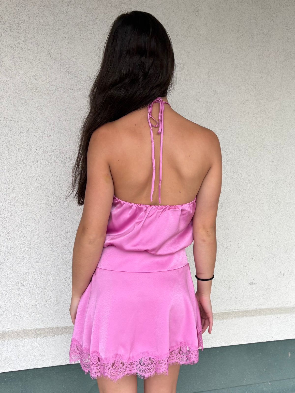 Luna Luxe Halter Dress-Rose Pink