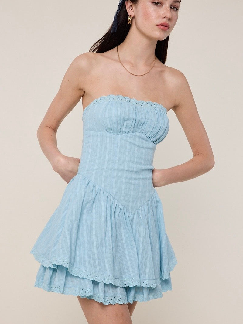 Georgia Blue Strapless Dress