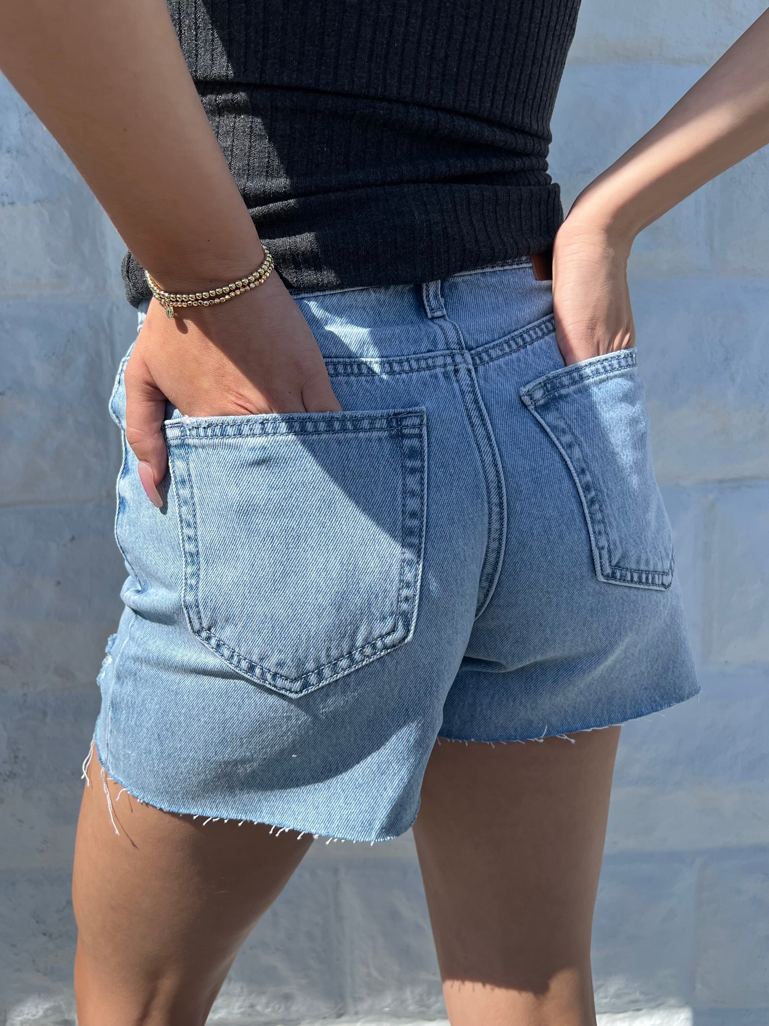 Kayla HR Relaxed Shorts with Studs