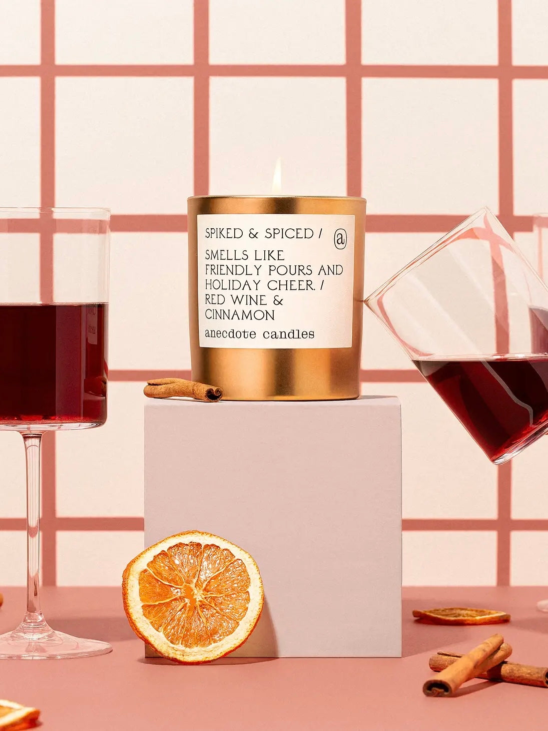 Spiked and Spiced (Red Wine and Cinnamon) Gold Tumbler Candle