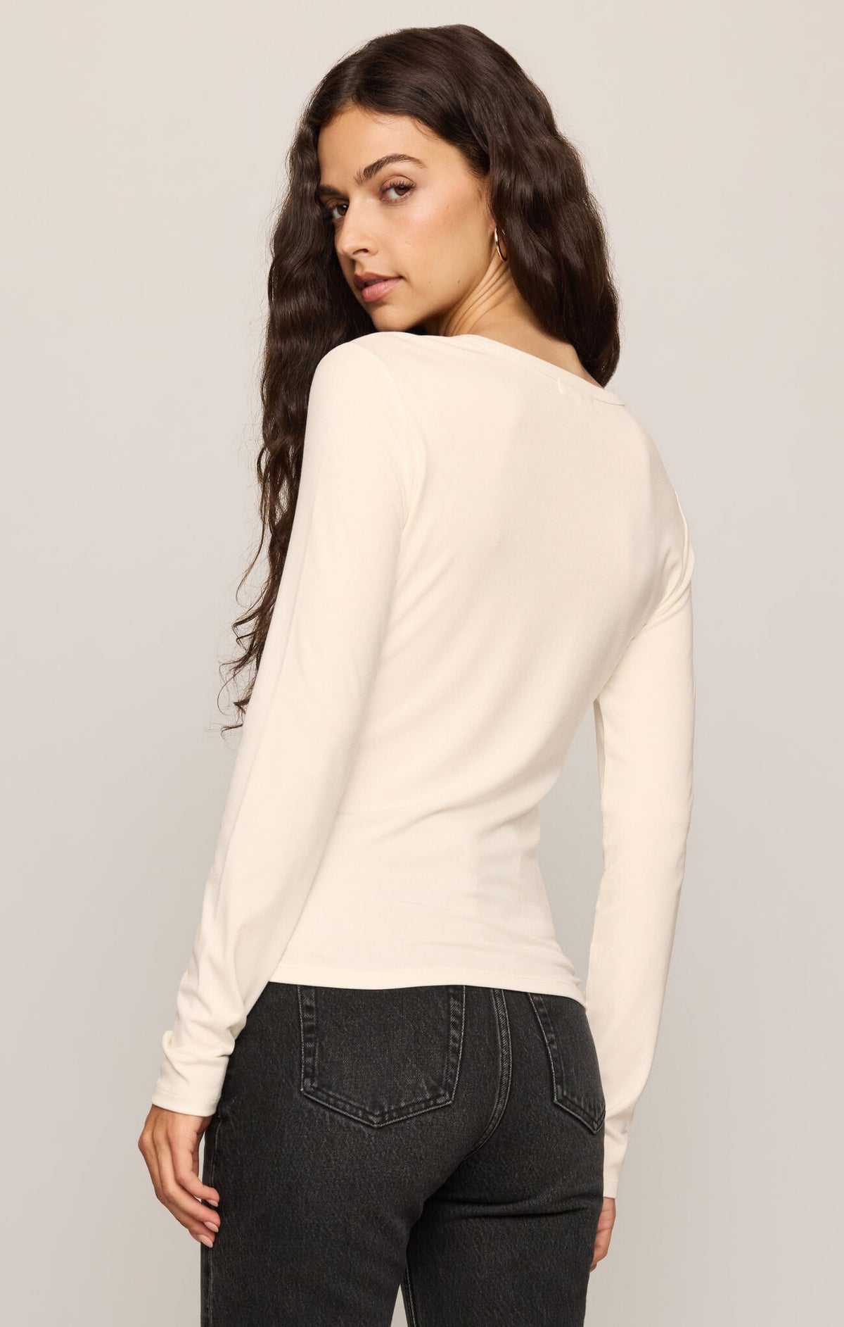 Z Supply Second Skin Crew Long Sleeve Top | Ultra Soft Fitted Layering Essential - Sandstone