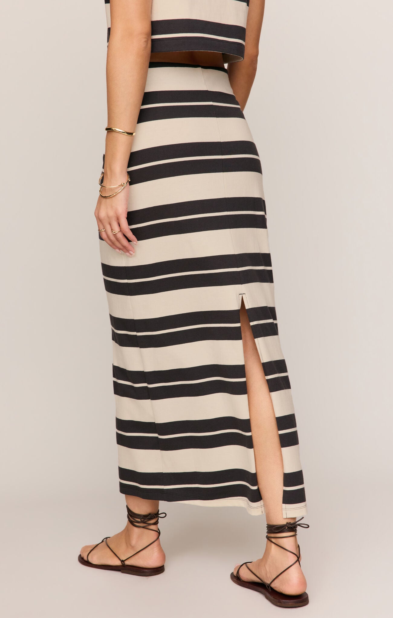 Z Supply Gail Striped Jersey Midi Skirt – Cotton Stripe Midi Skirt
