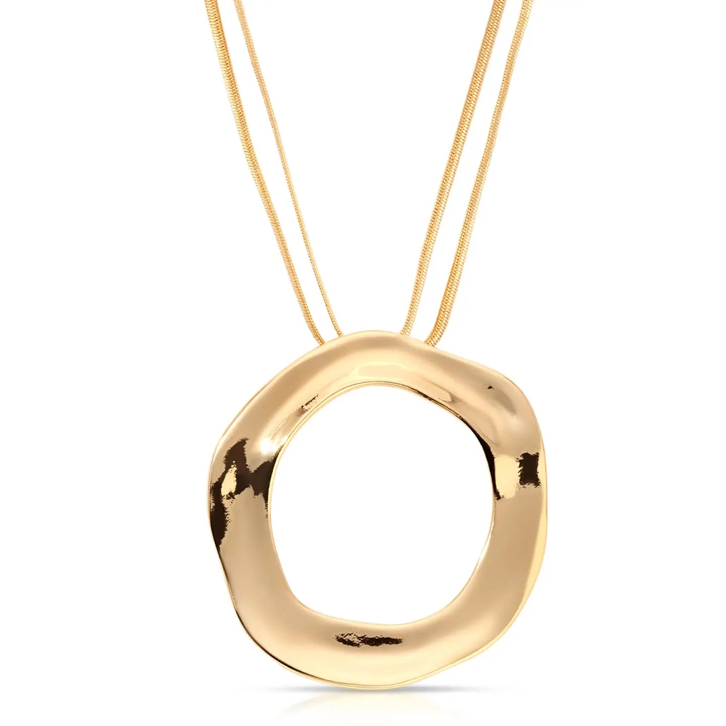 Ettika Open Circle Statement Necklace – 18K Gold Plated Modern Pendant