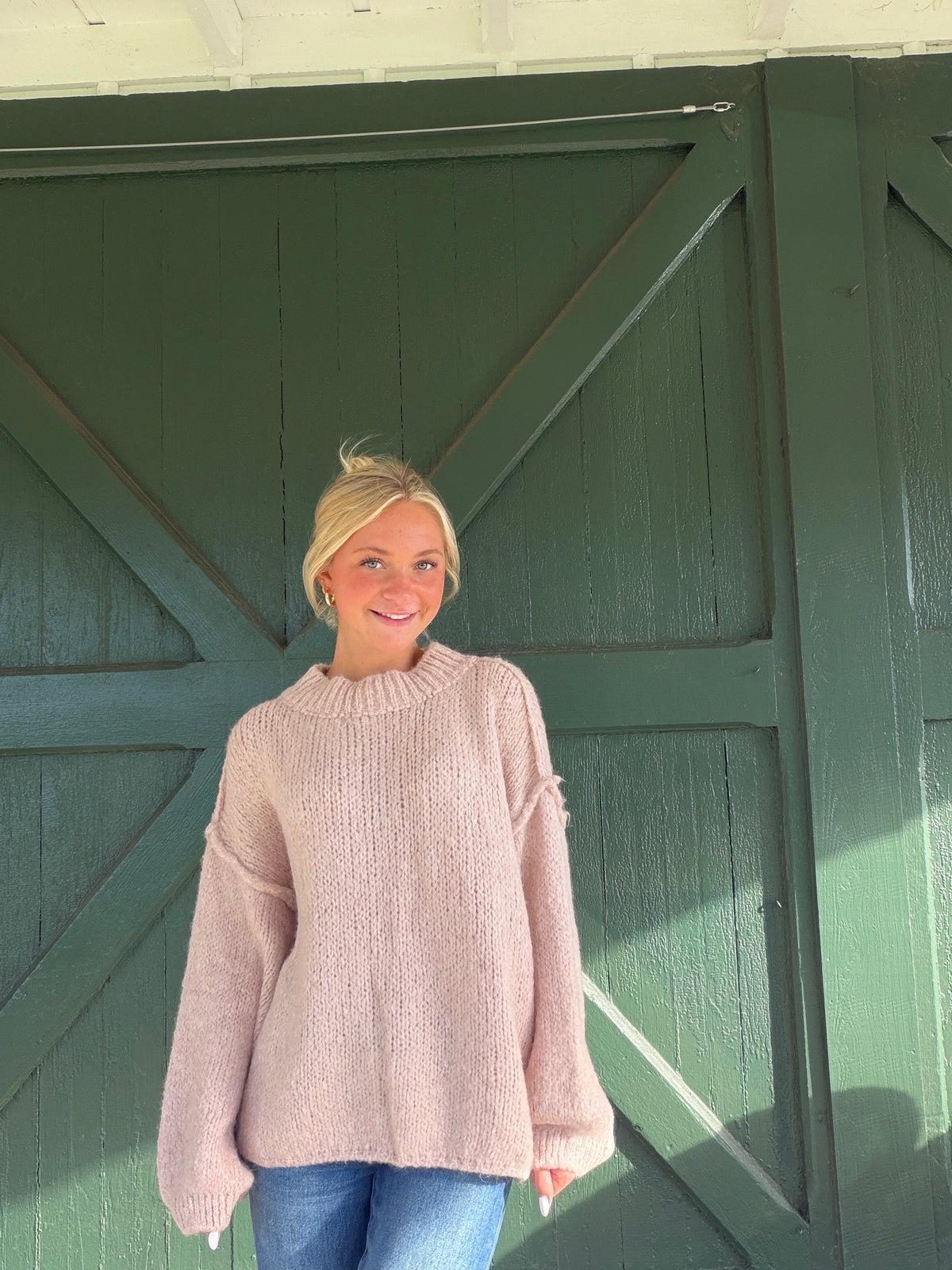Vintage Havana Pink Mock Neck Sweater