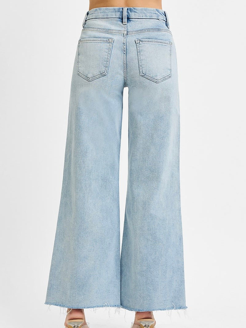Tummy Control Mid Rise Wide Leg Jean