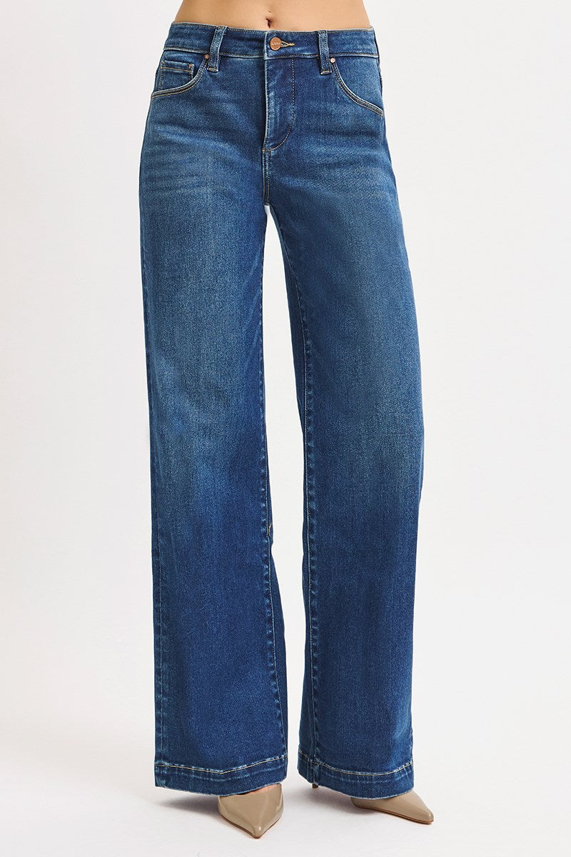Risen Tummy Control Mid Rise Wide Leg Jean
