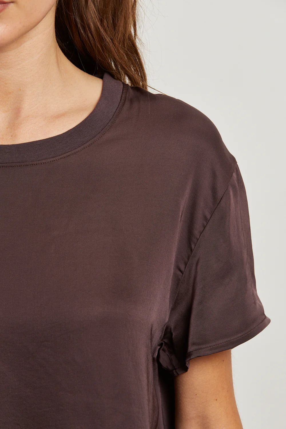 Delphine Satin Crew Neck Tee