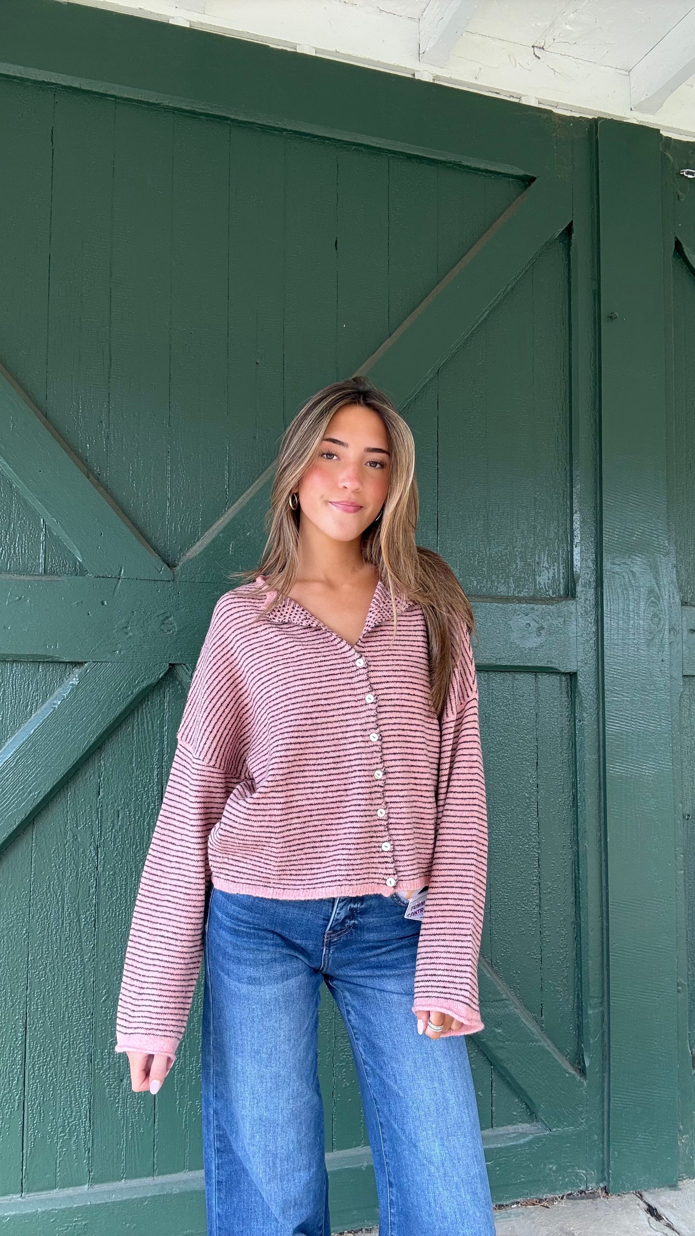 The It Girl Sweater – Pin Stripe (Rose)