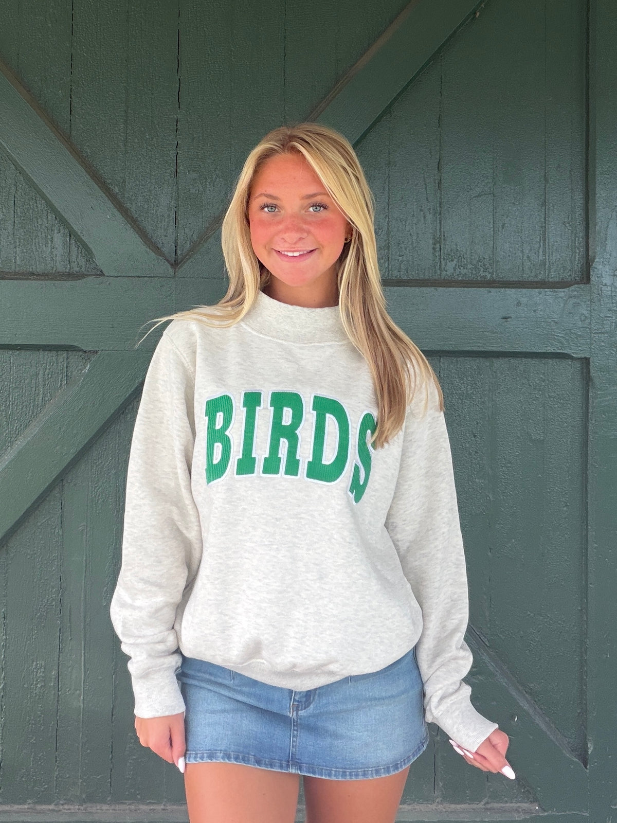 Philadelphia Eagles Birds Mock Neck Sweatshirt – Corduroy Green Lettering