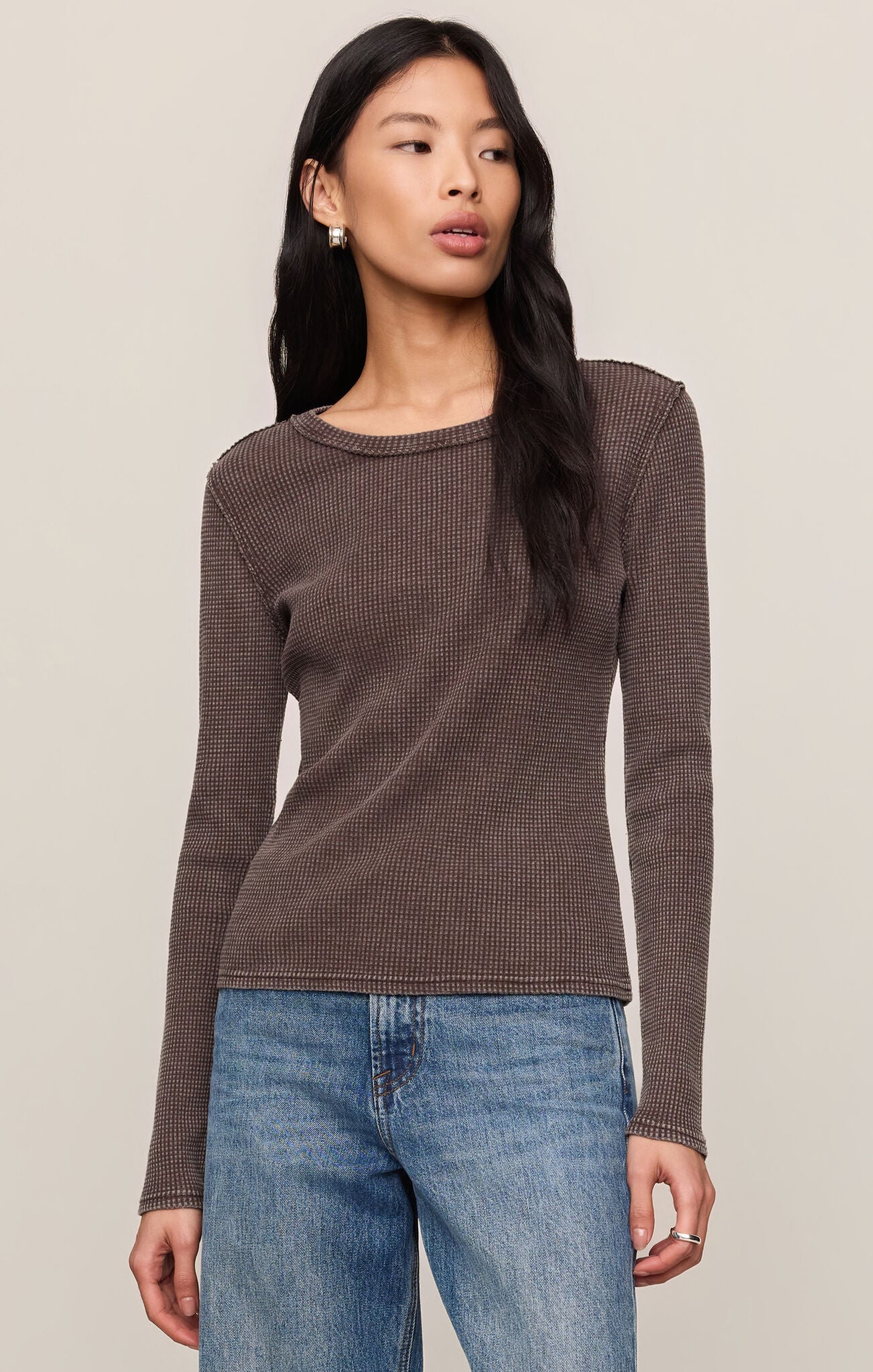 Arlet Dark Choclate Mineral Wash Thermal Top