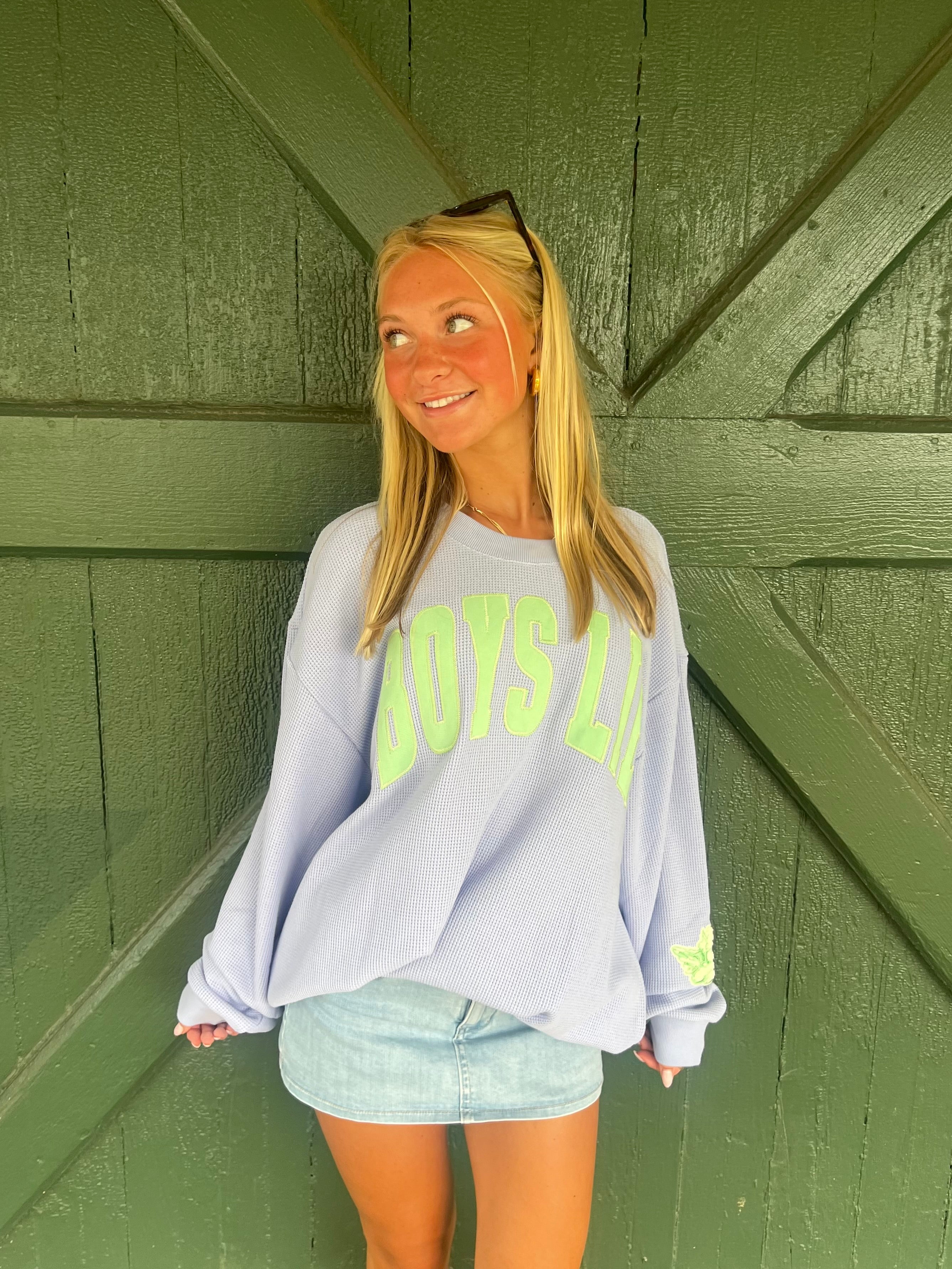 Boys Lie Thermal Razzle Dazzle V4 Kara Crewnwck -Lilac