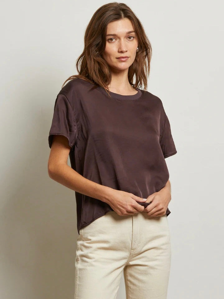 Delphine Satin Crew Neck Tee