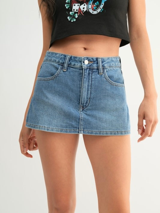 The Classic Denim Skort – Blue Jean Skort with Built-In Shorts