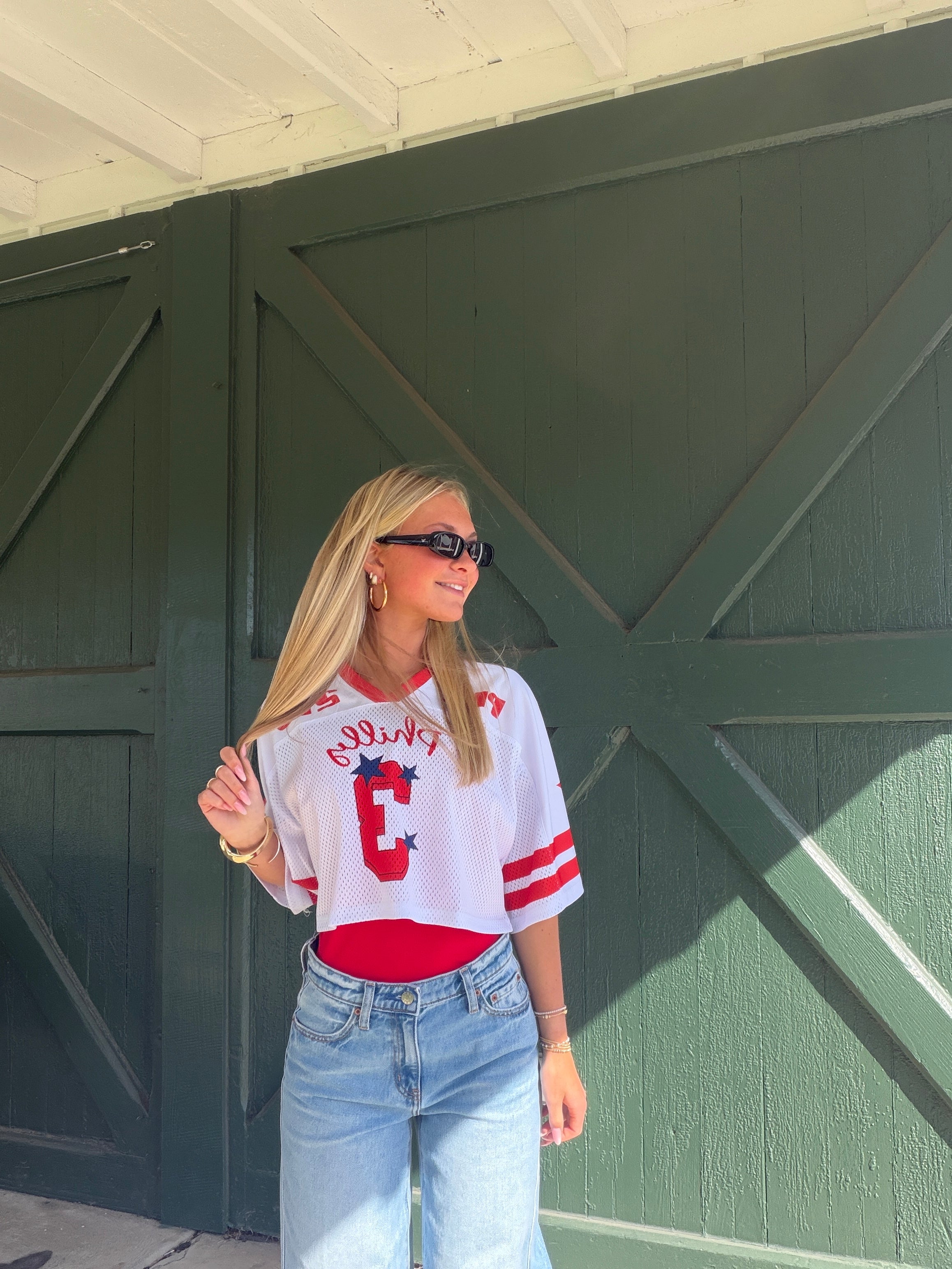 “Philly” Crop Jersey – Retro Philadelphia Baseball Crop Top