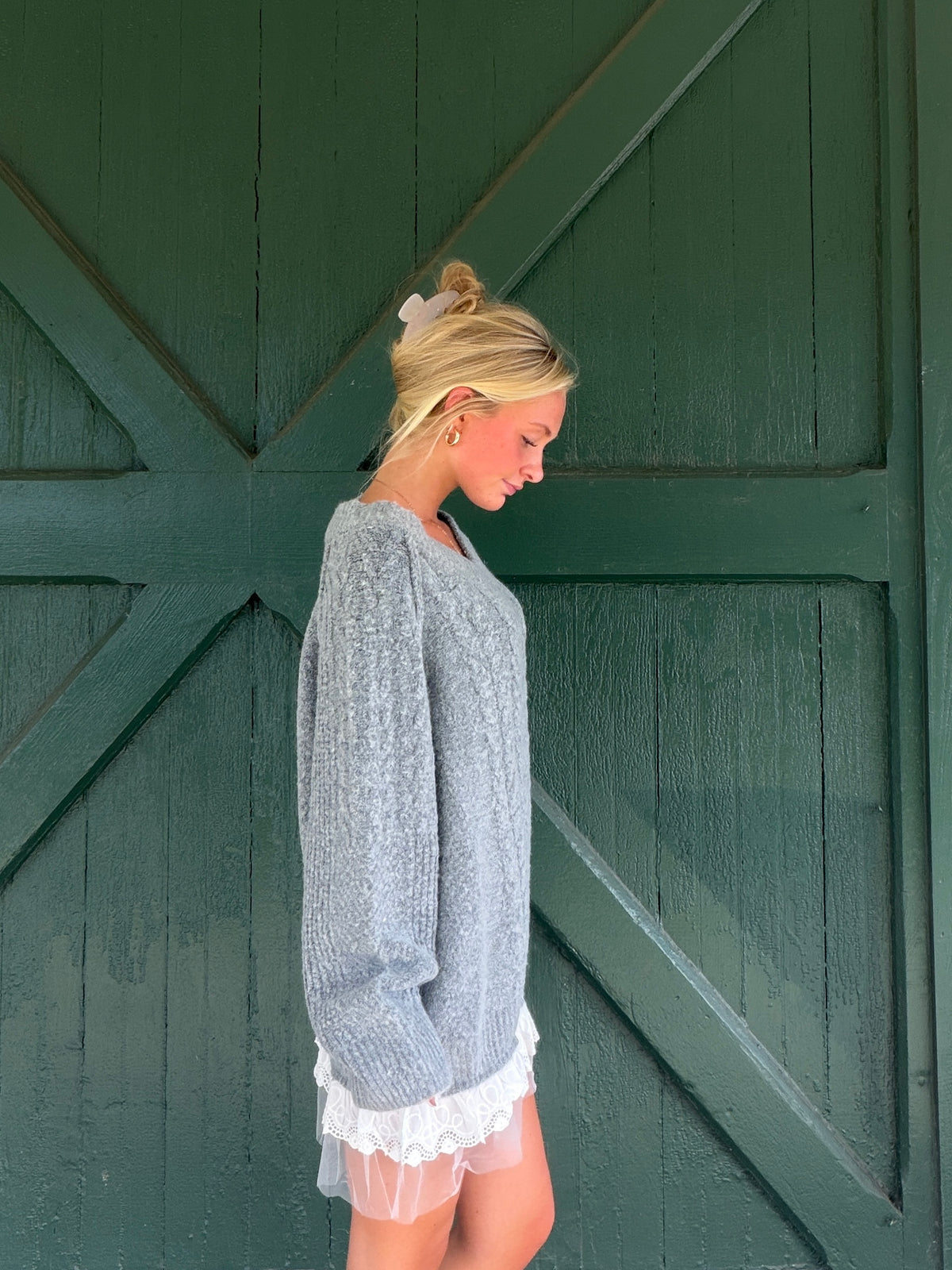 Emery Lace Trim Sweater Mini Dress