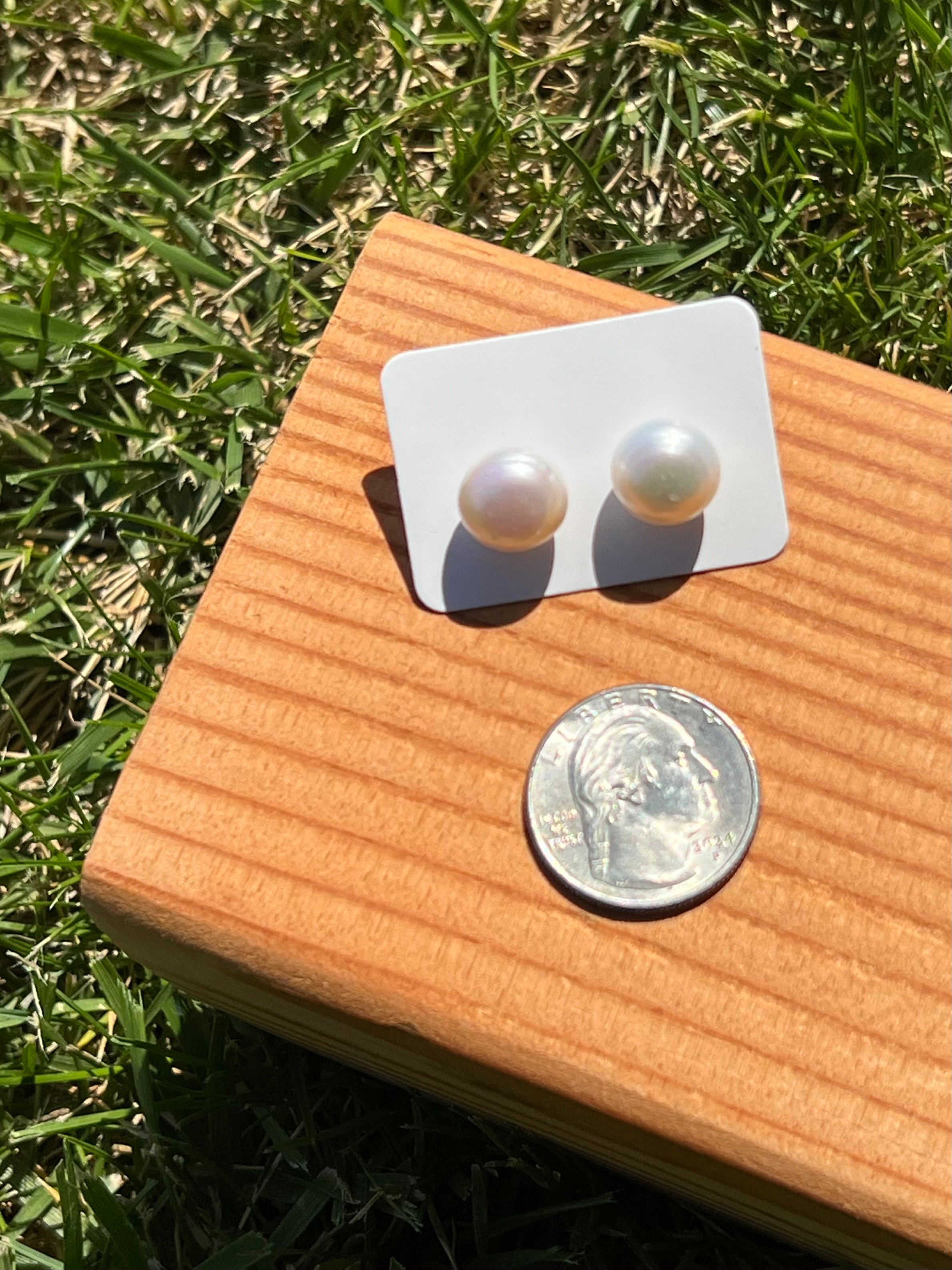 The Bianca Pearl Button Stud Earrings -12mm