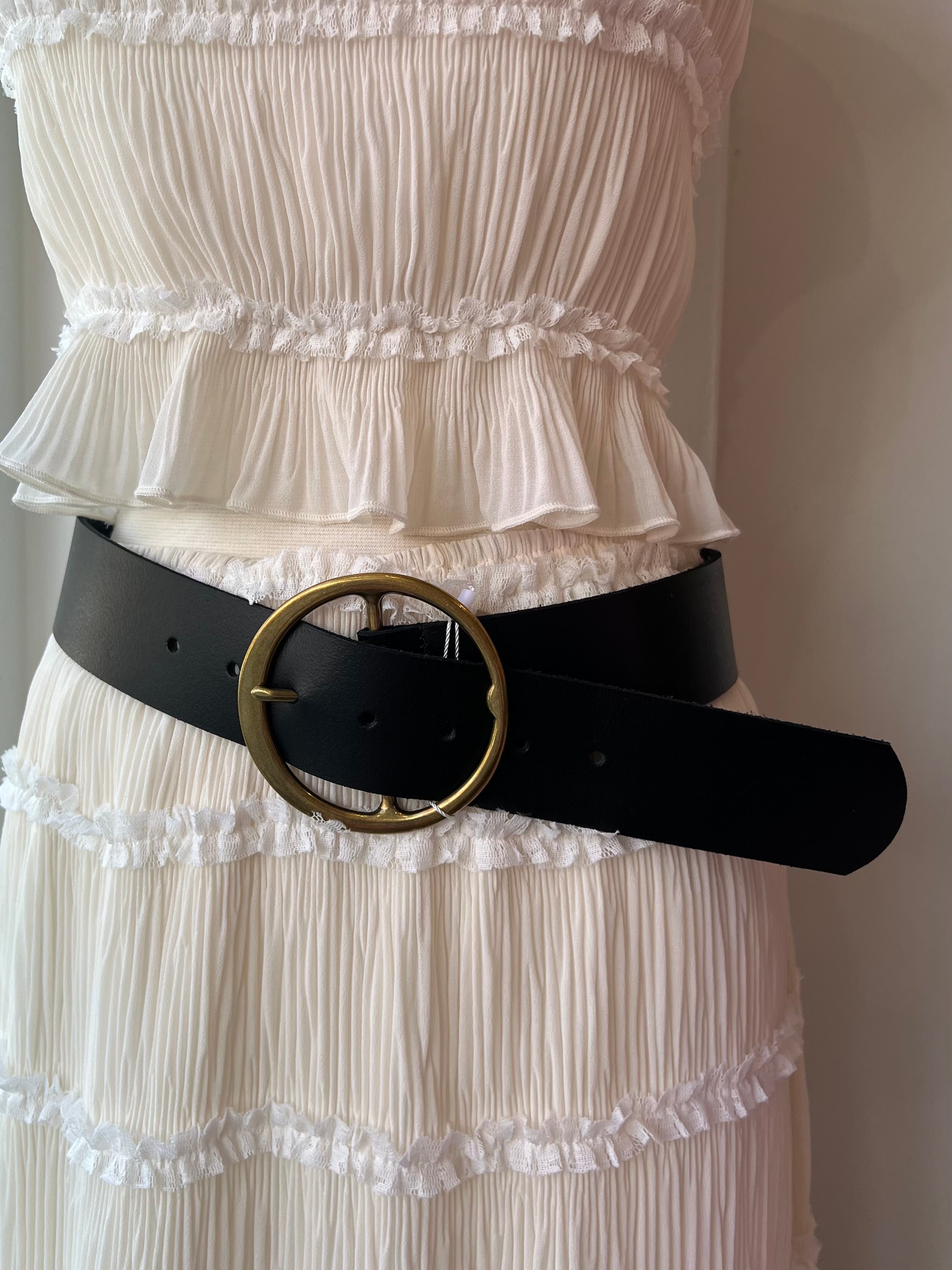 Stevie Black Large Circle Buckle Belt