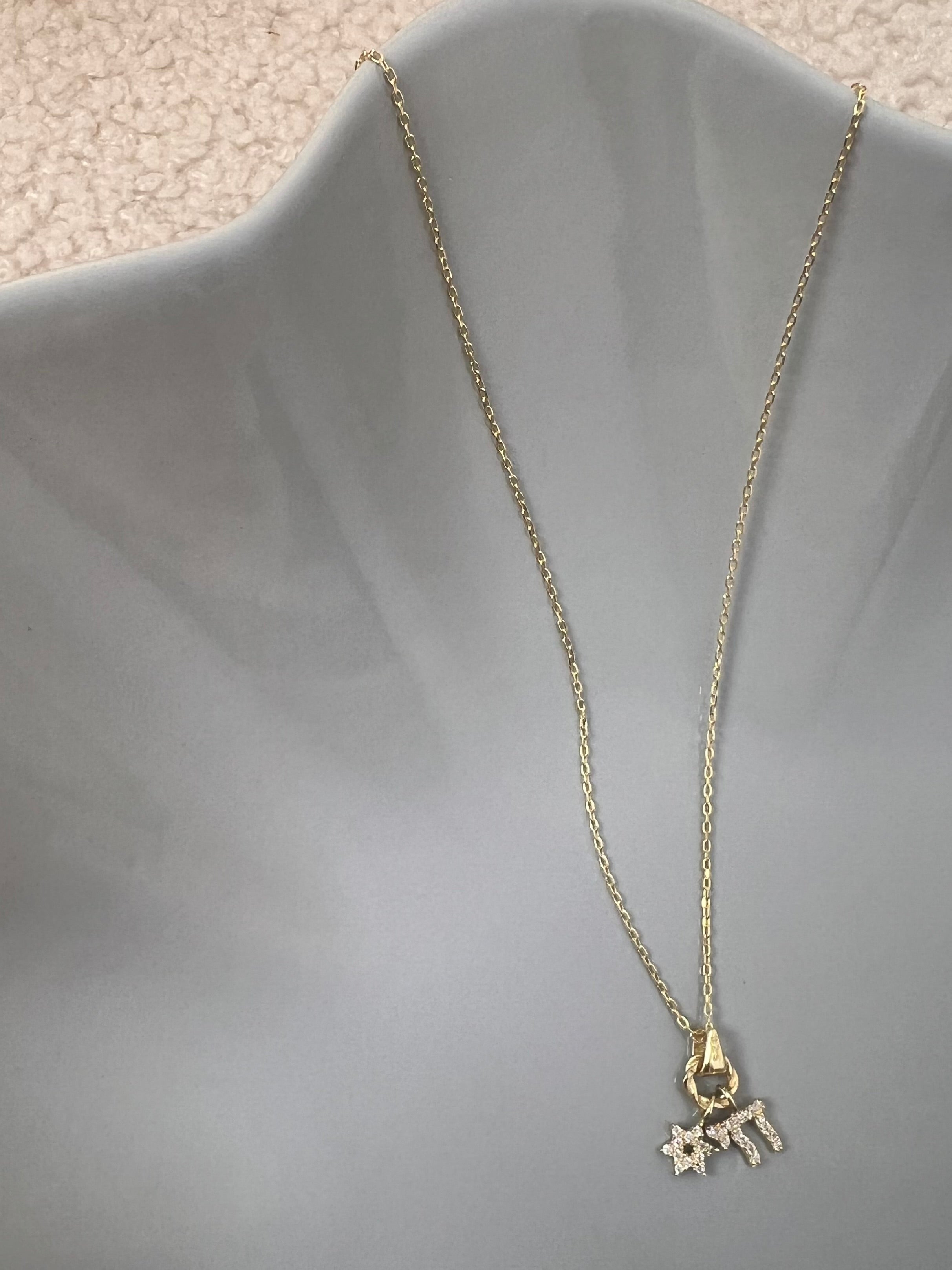 Mini Chai and Star of David Charm Necklace