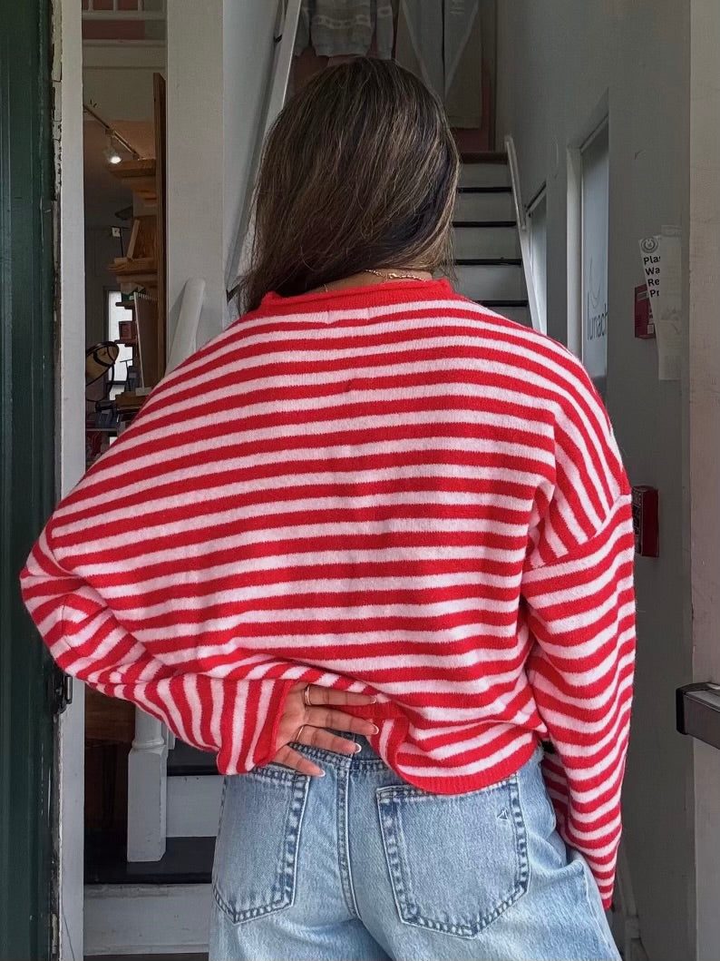 The Medium Stripe Pink Red It Girl Sweater