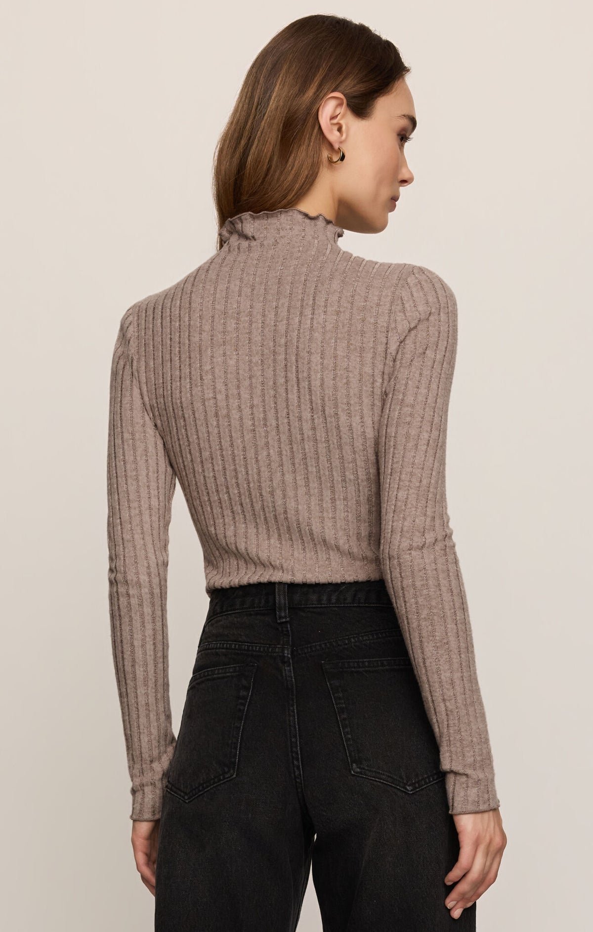 Z Supply Hattie Long Sleeve Mock Neck Top – Silky Rib Knit Essential