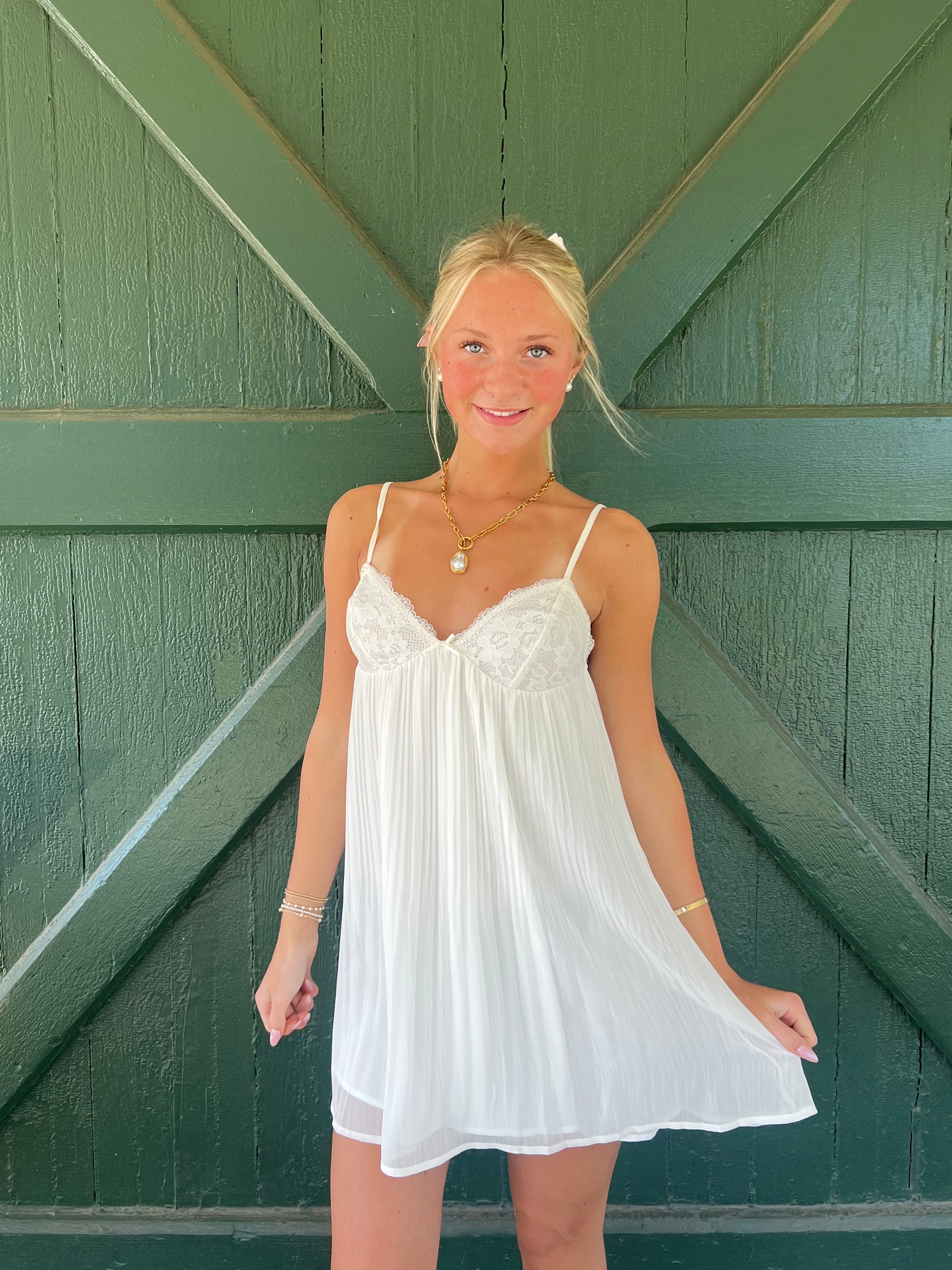 Ivory Lace Dream Mini Dress