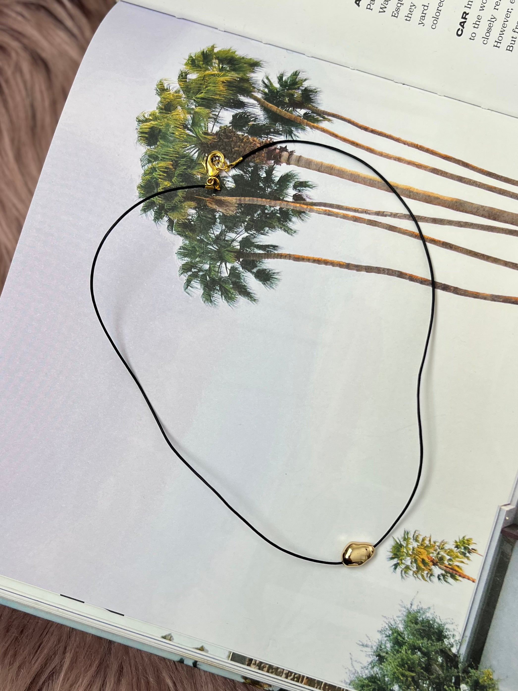 Luna Abstract Charm Necklace — 18K Gold-Plated Stainless Steel on Leather | Modern Minimal Luxury