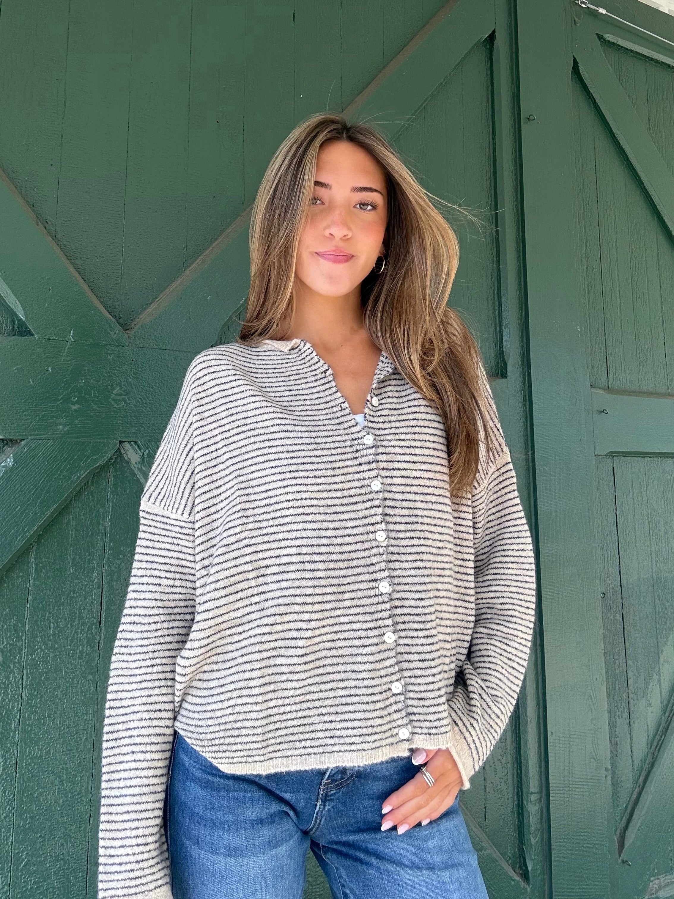 The It Girl Sweater – Pin Stripe (Natural)