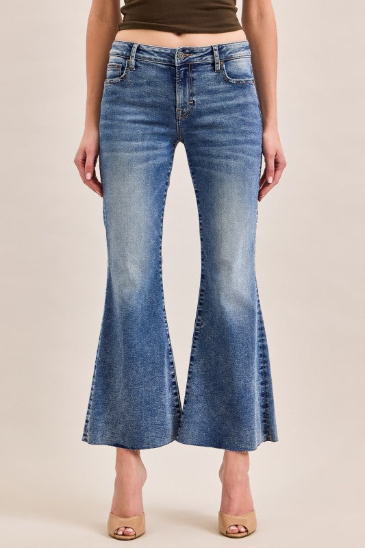 Hidden Happi Low-Rise Cut Hem Flare Jeans