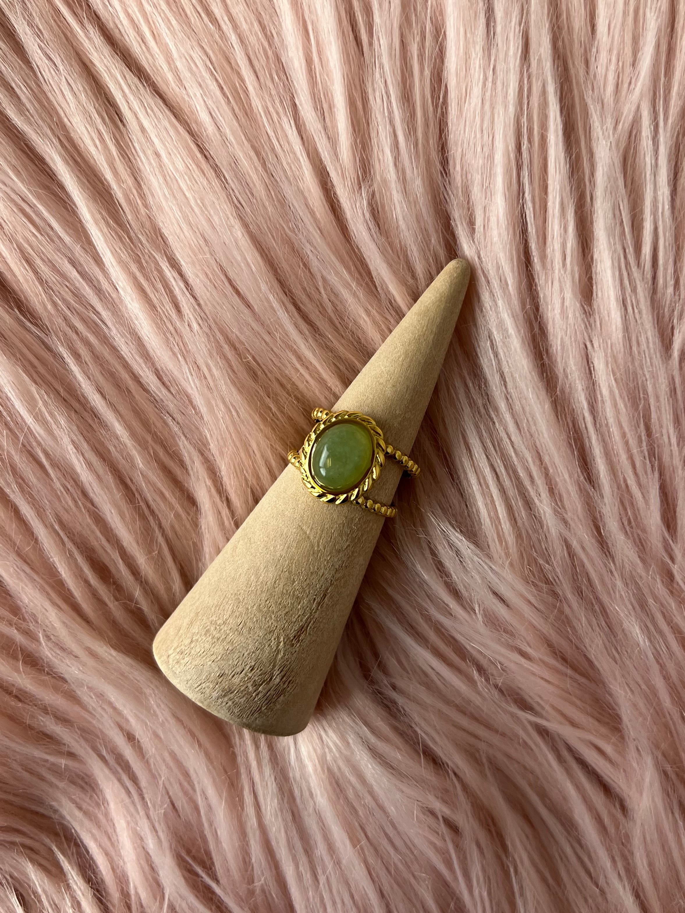 Ischia Green Agate Ring– Water Resistant