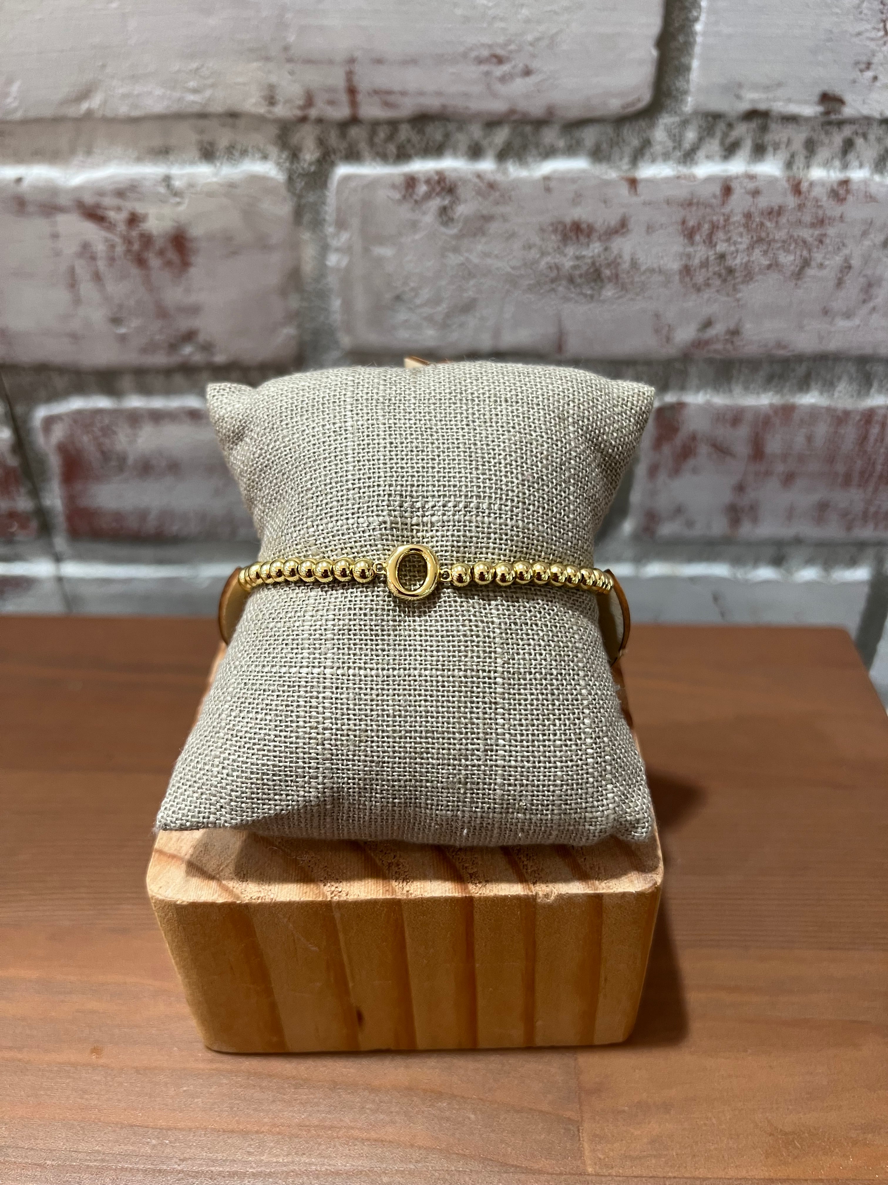 Paulina Stretch Gold Initial Bead Bracelet