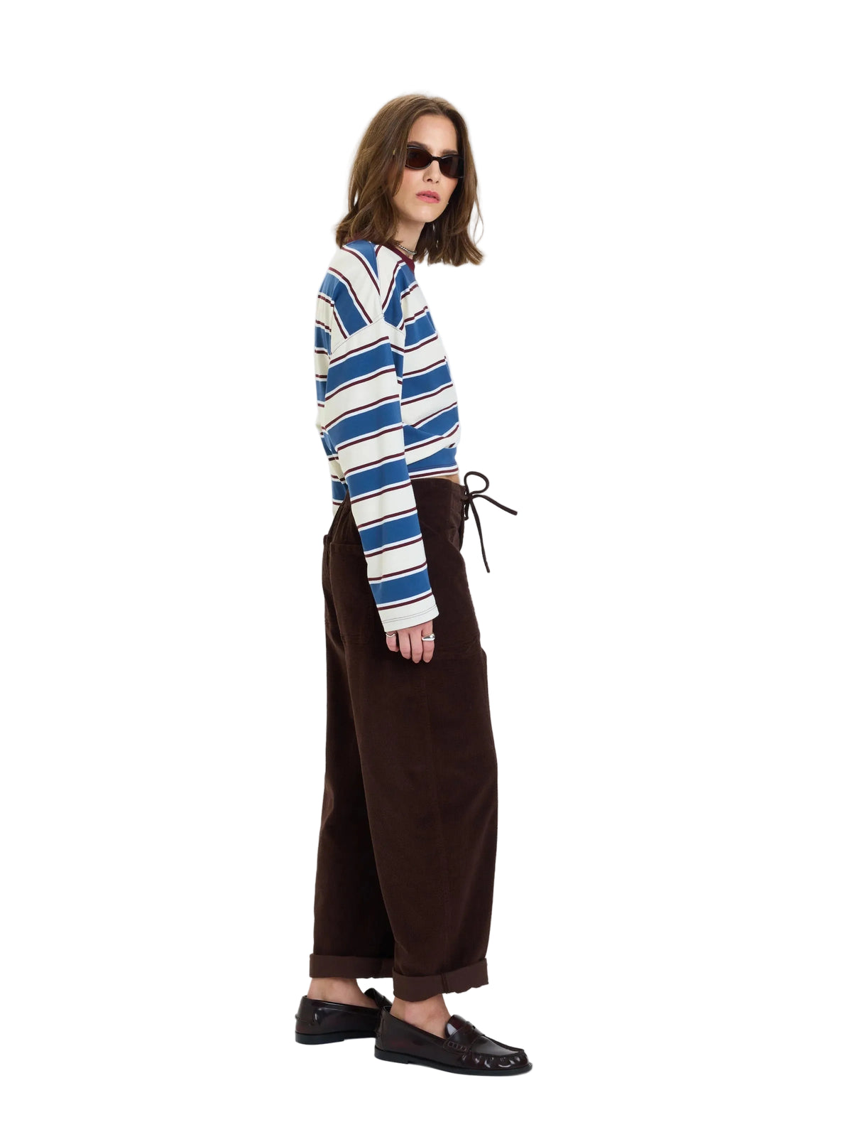 DAZE VILLA PANT DRAWSTRING BARREL PANT IN CHOCOLATE