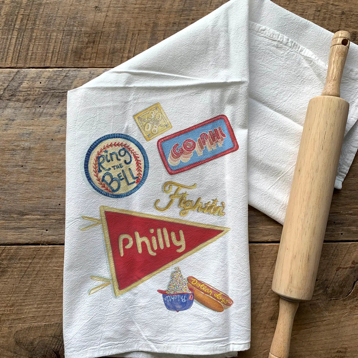 Philly Baseball Fan Flour Sack Towel – Philadelphia Kitchen Towel