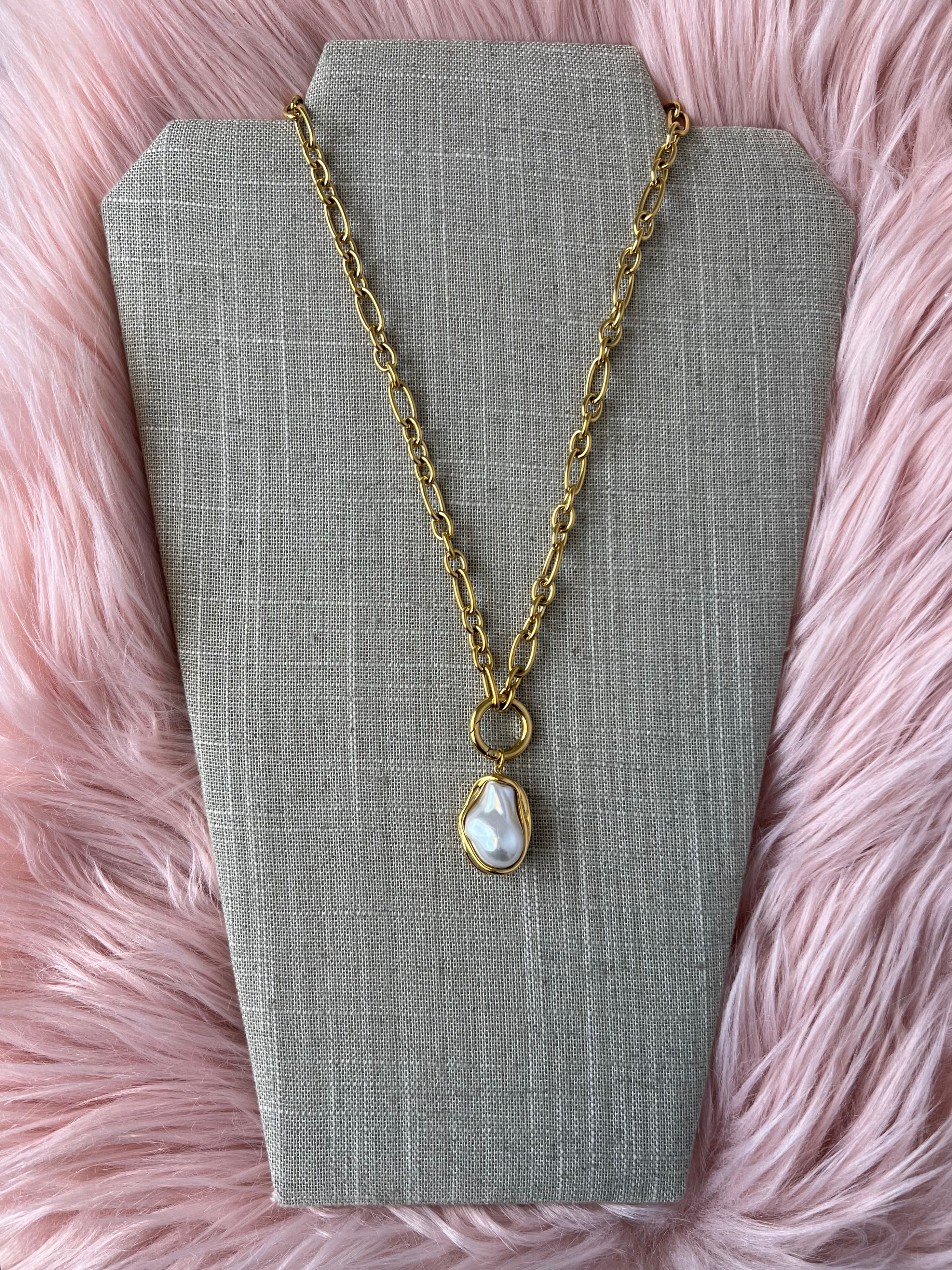 Golden Shore Pearl Necklace - Water & Tarnish Resistant