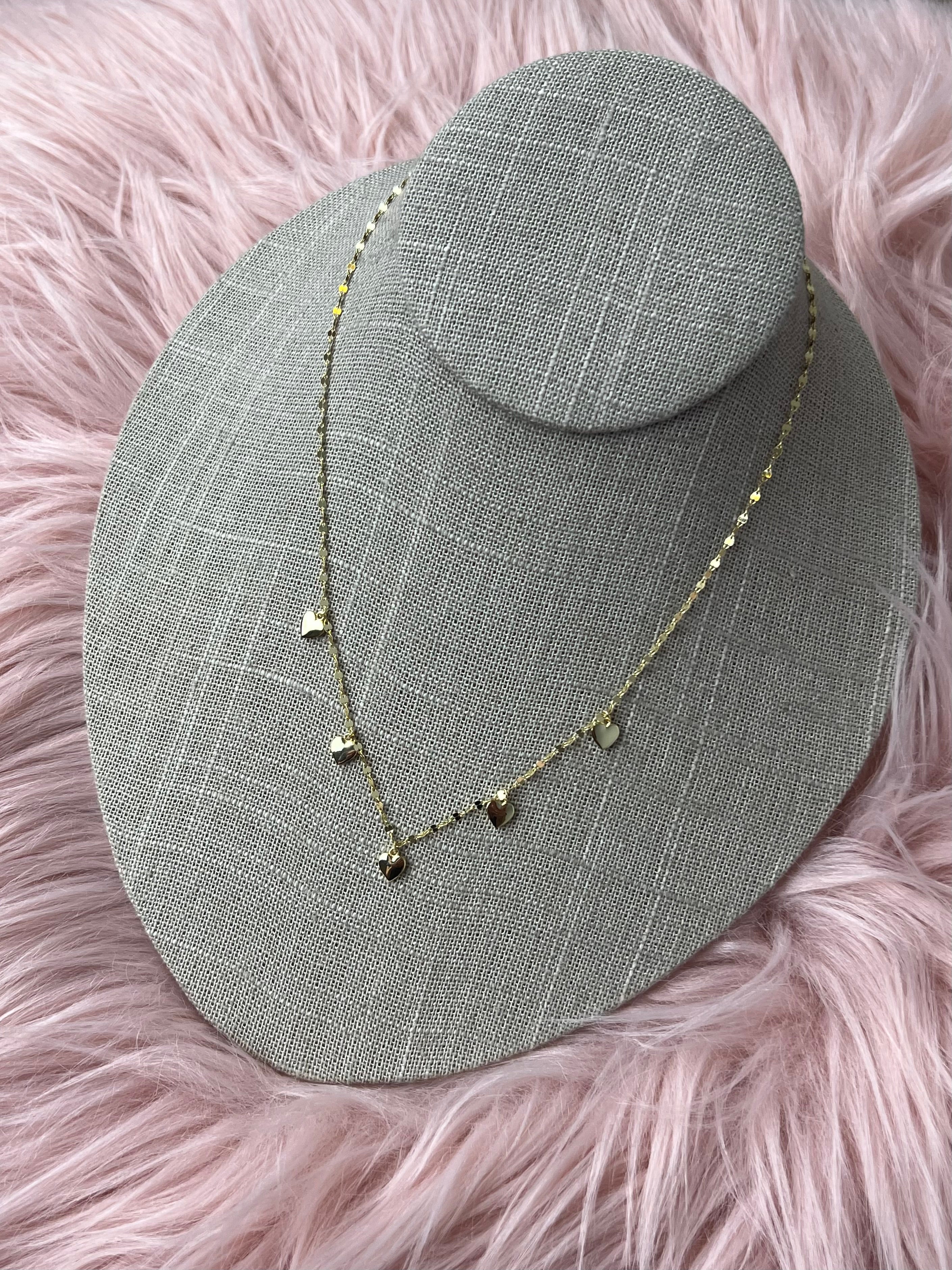 Five of Hearts Puff Dangle Necklace
