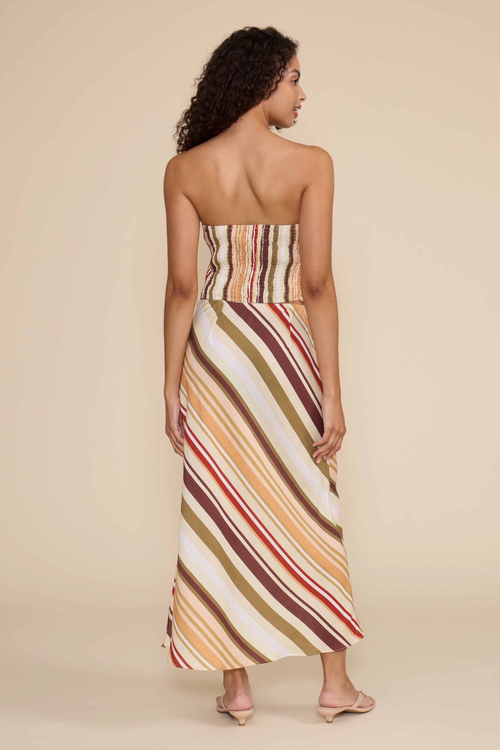 Lucy Paris Penny Multi Stripe Midi Skirt