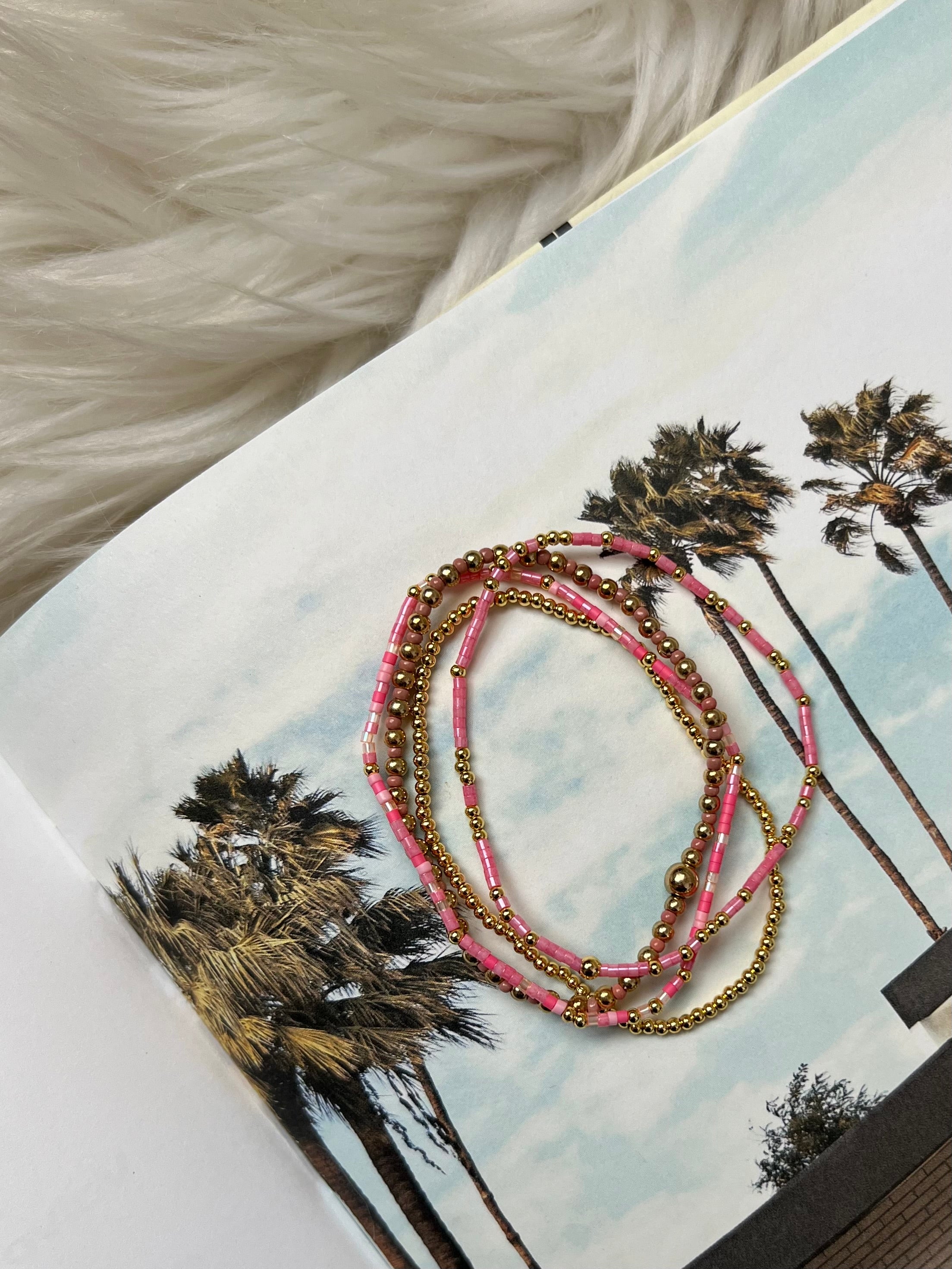 Venice Blush Stretch Stack Bracelet Set